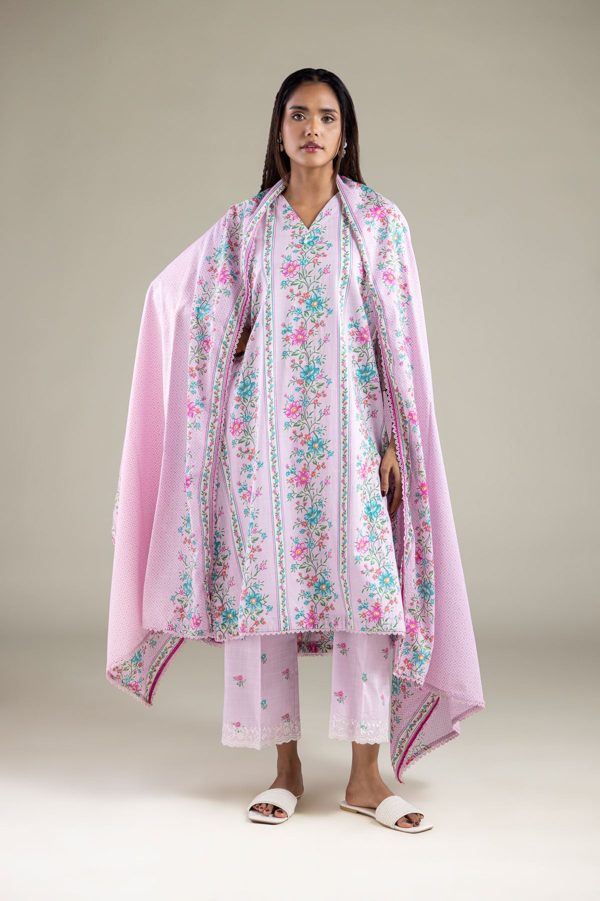 Embroidered Textured Lawn Dupatta - 1-26-123-A-A-VG