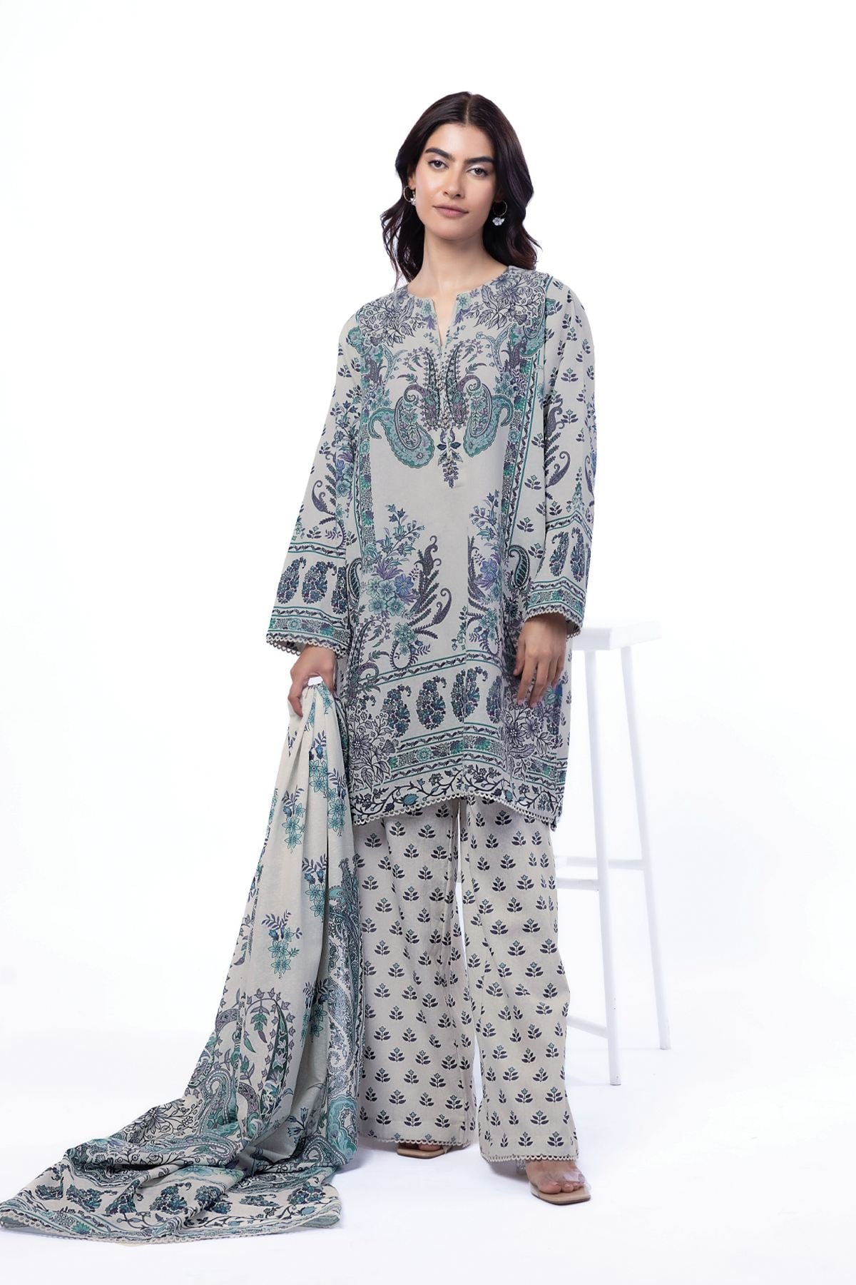 Printed Karandi Tailored 3 Piece - 1-26-101-A-C-VG