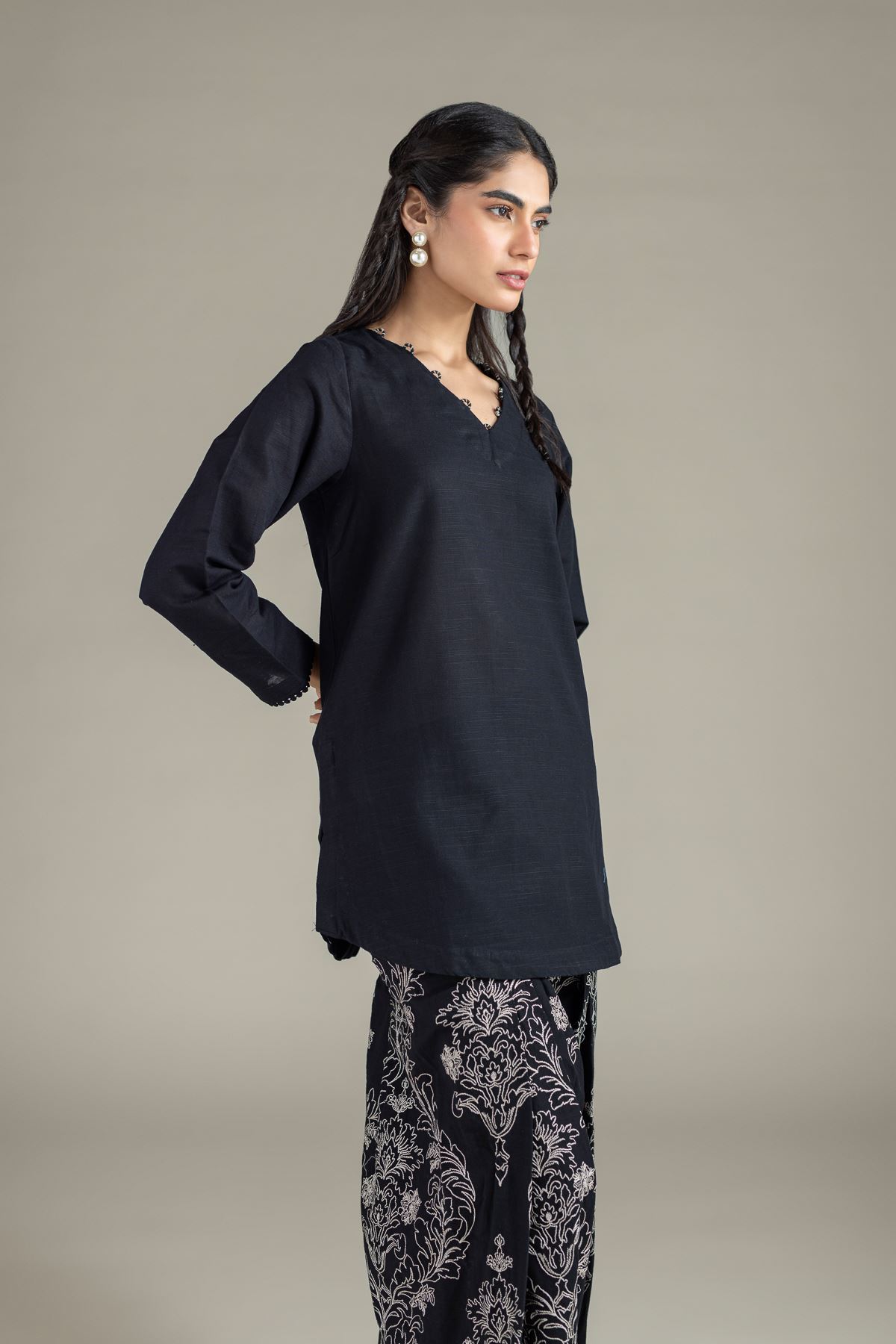 Dyed Khaddar Kurta - 25-10-11E8-11TB-VG