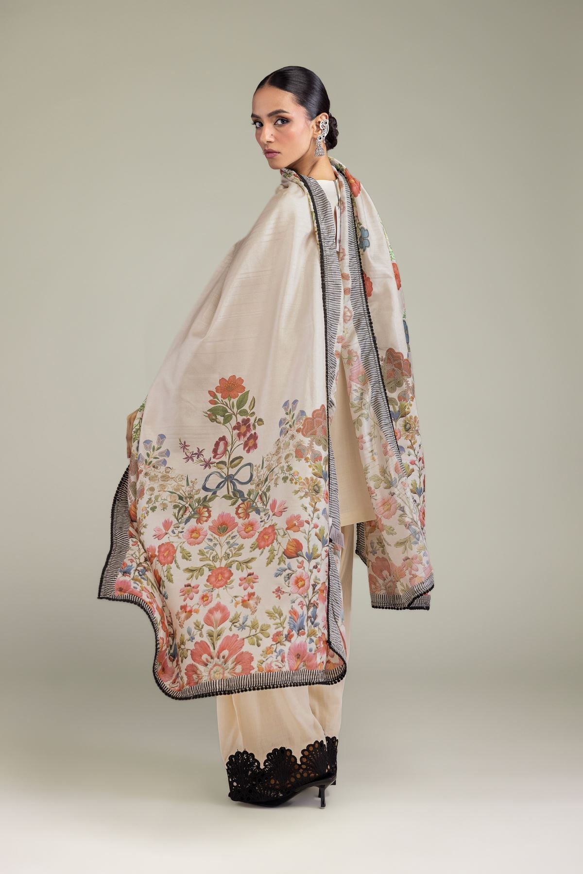 Embroidered Polyester Silk Floral Silk Dupatta - 2-26-209-A-H1-VG