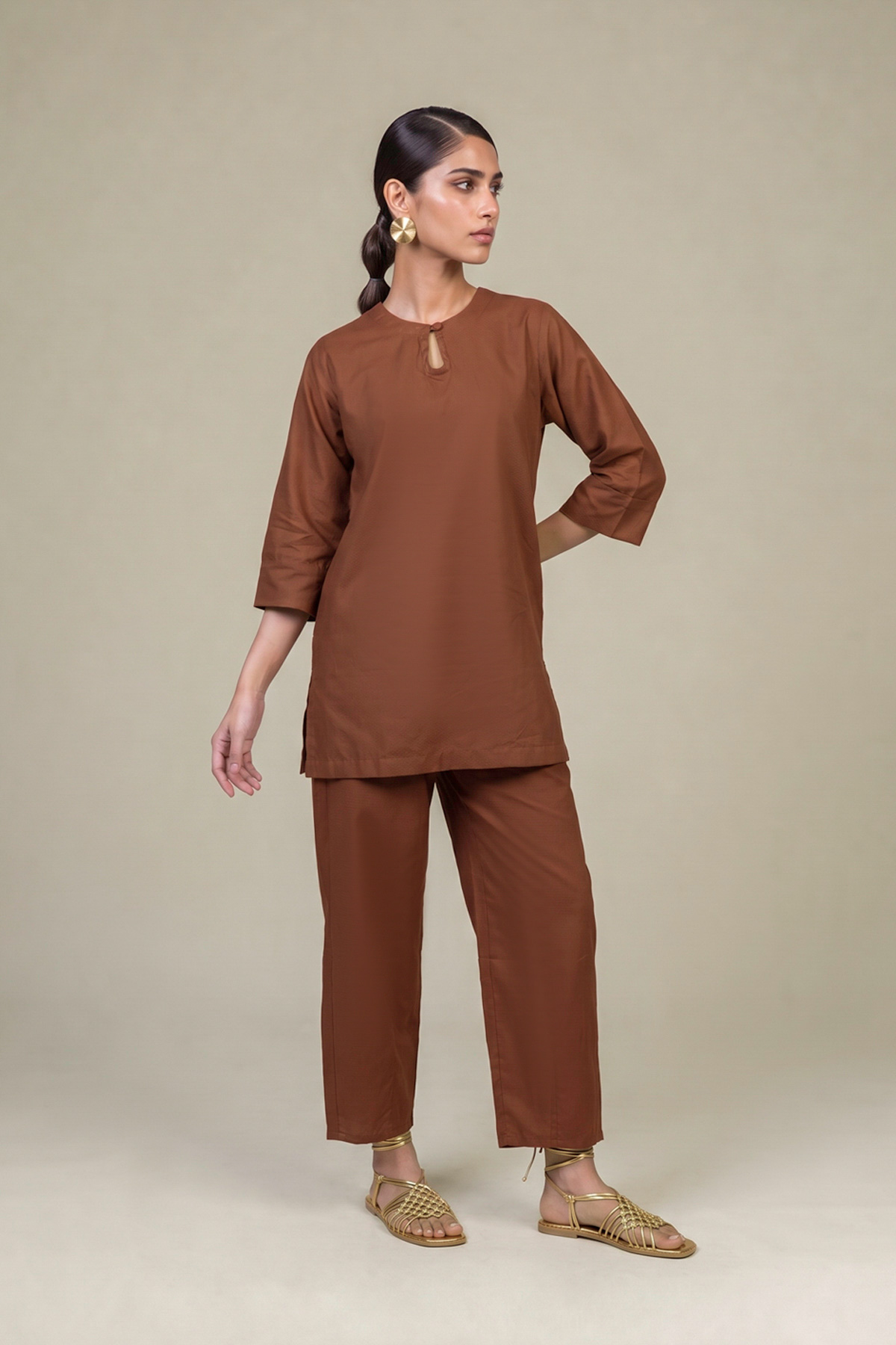 Dyed Cotton Dobby Tailored 2-Piece Set - 2-26-308-A-G1-VG