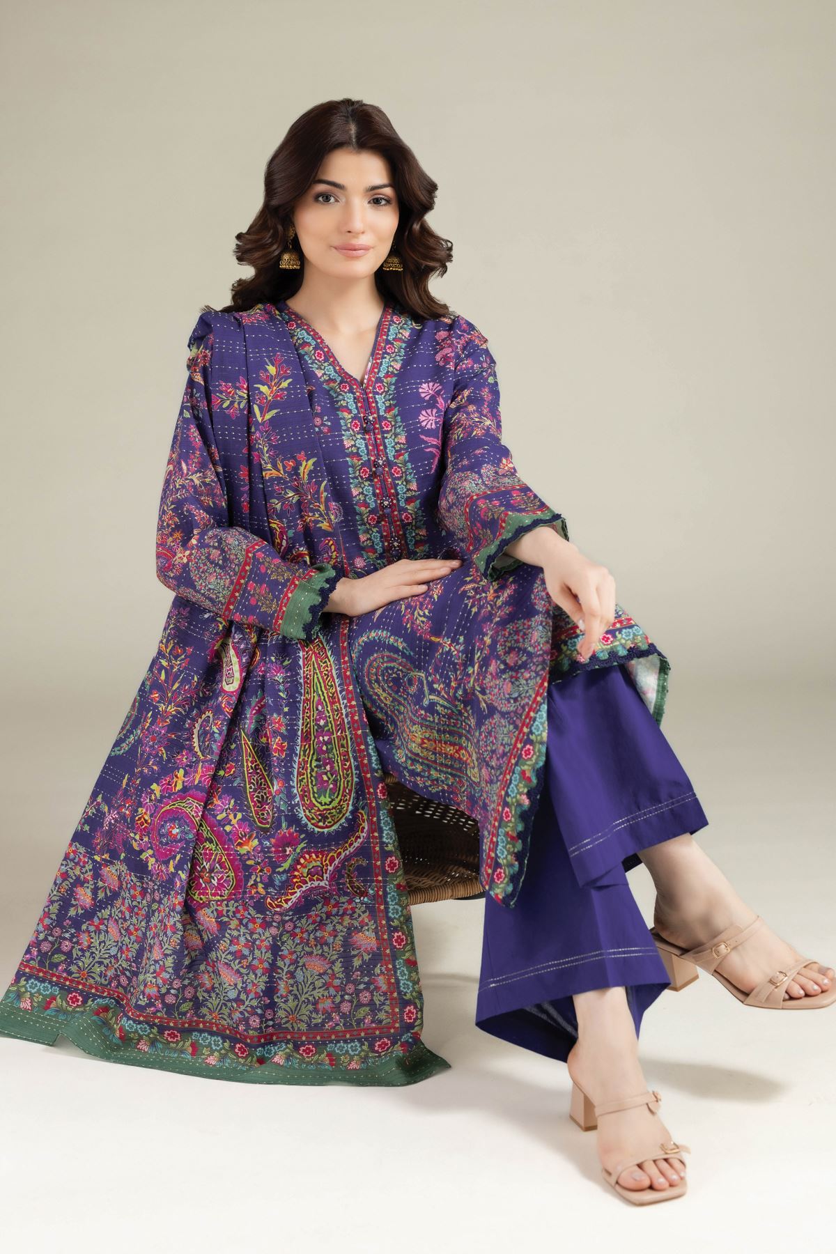 Printed Mesuri Dobby Tailored 3 Piece - T-A33-26-107FH-VG