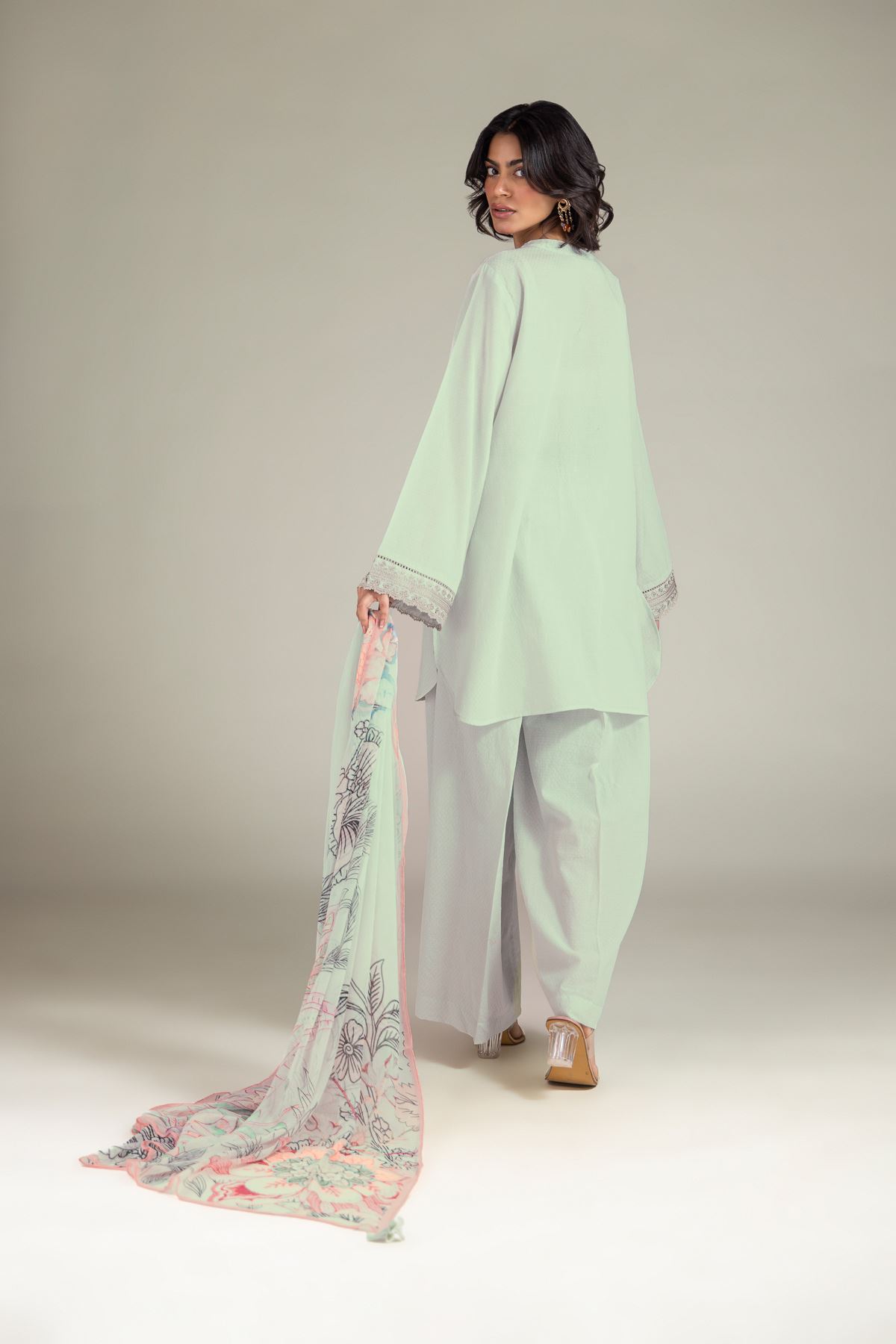 Embroidered Cotton Dobby 3-Piece Tailored Set - 2-26-201-A-C-VG