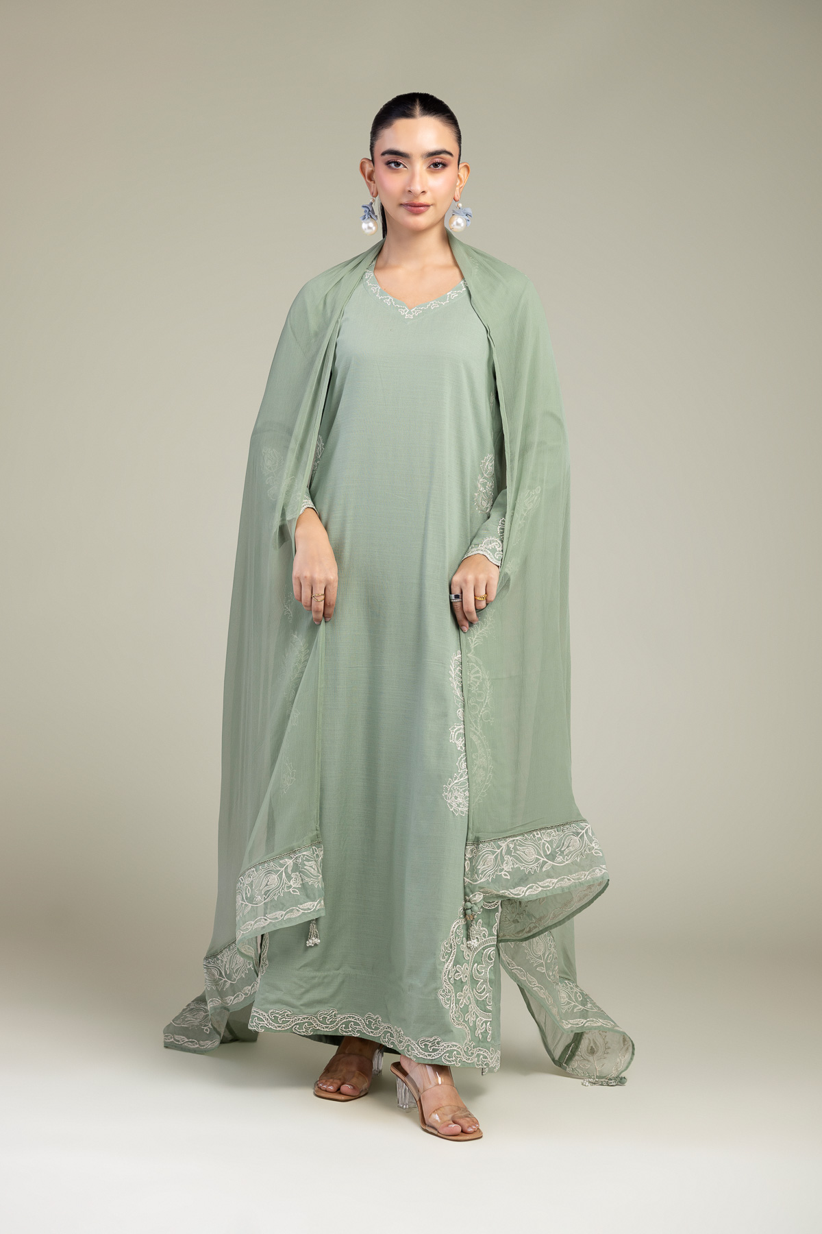 Embroidered Chiffon Chiffon Embroidered Dupatta - 1-26-309-B-D1-VG