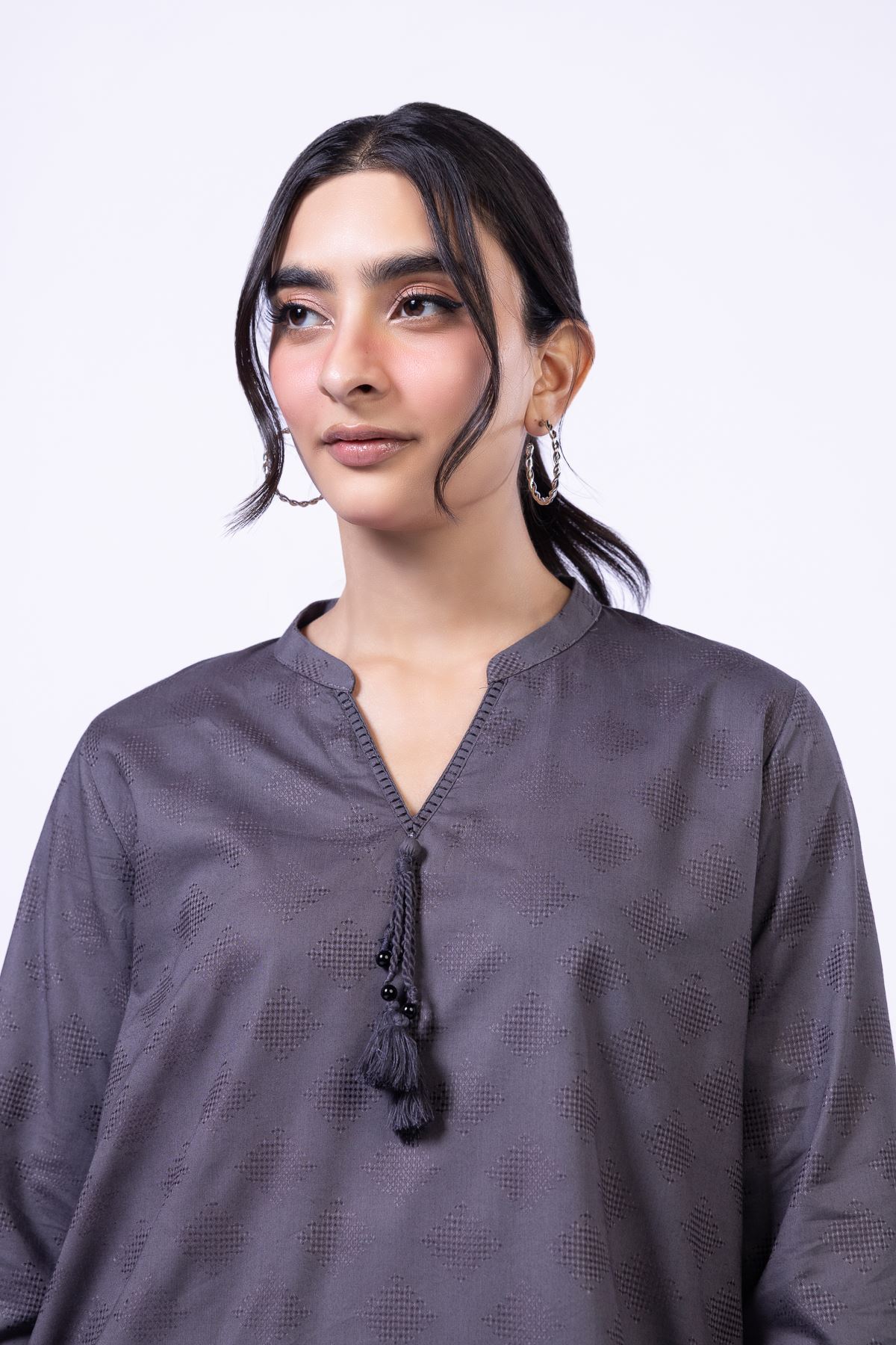 Dyed Jacquard Kurta - 25-04EX18-03TA-VG