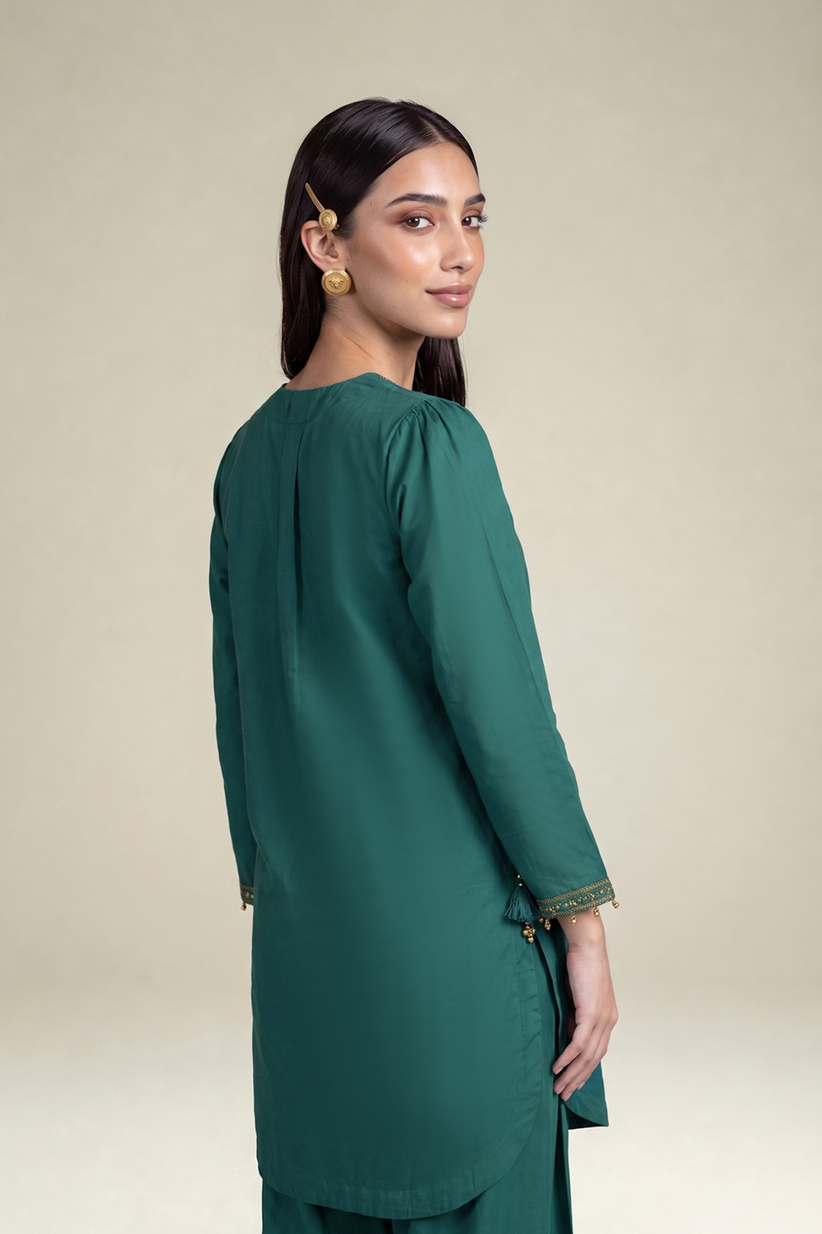 Embroidered Cambric Teal Cambric Kurta - A22-26-214FH1-VG