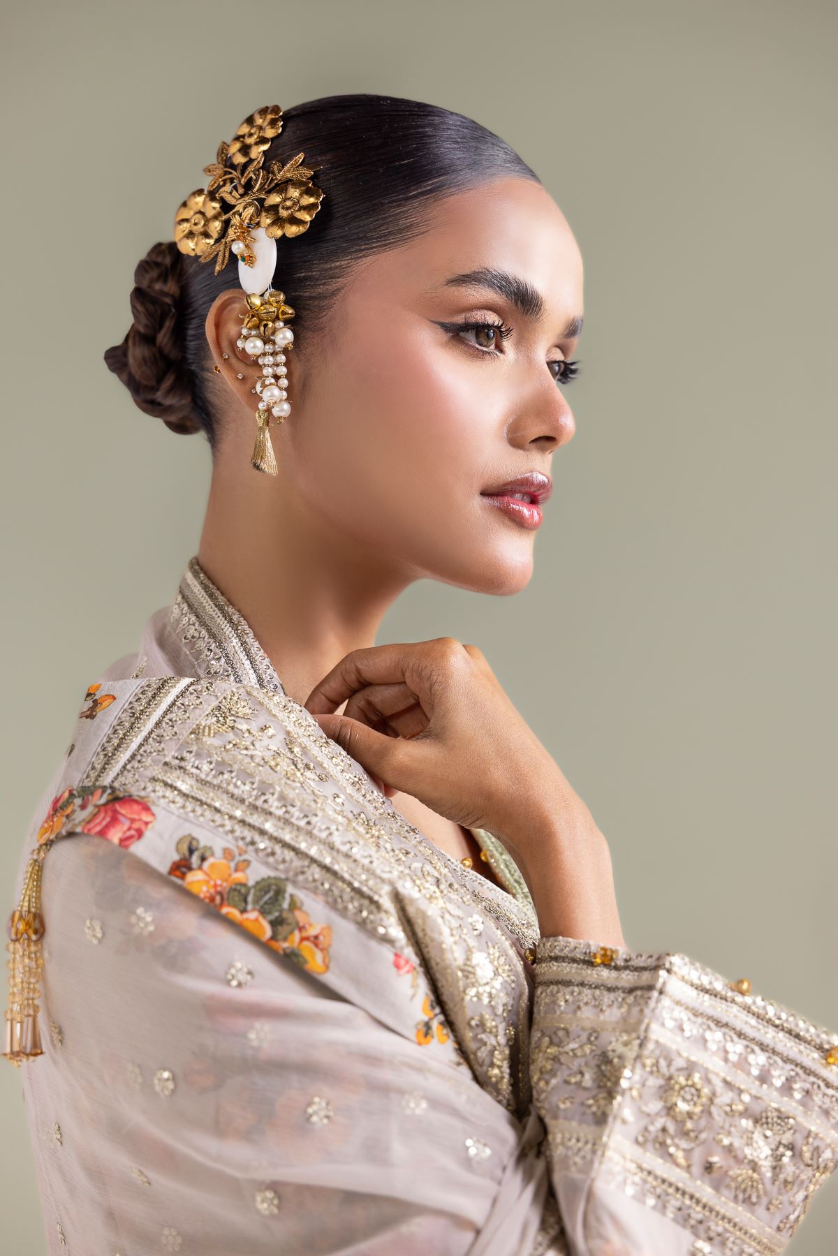 Embroidered Chiffon Floral Zari 3-piece - 5-26-103-F-F-VG