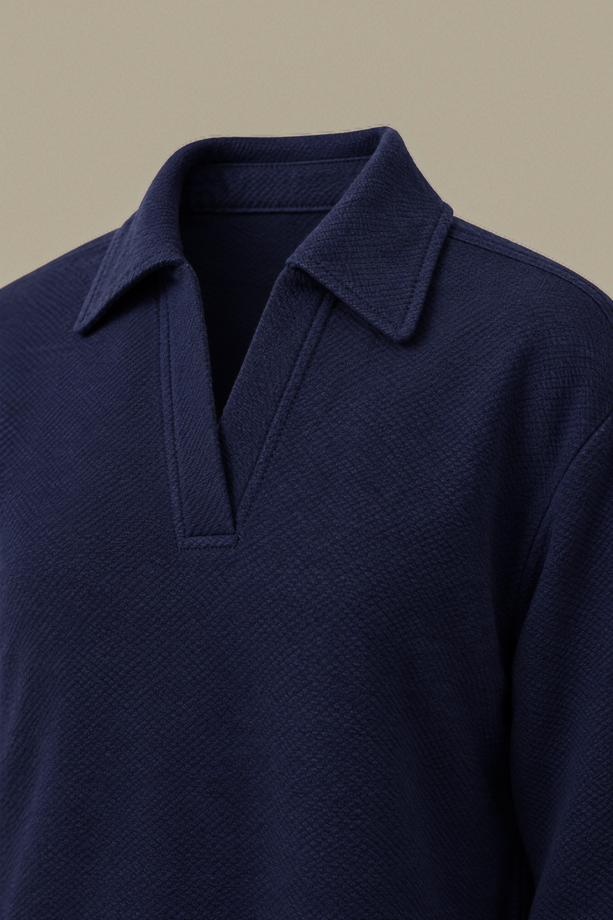 Dyed Textured Cotton Navy Cotton Sweatshirt - 1-26-457-A-H2-VG