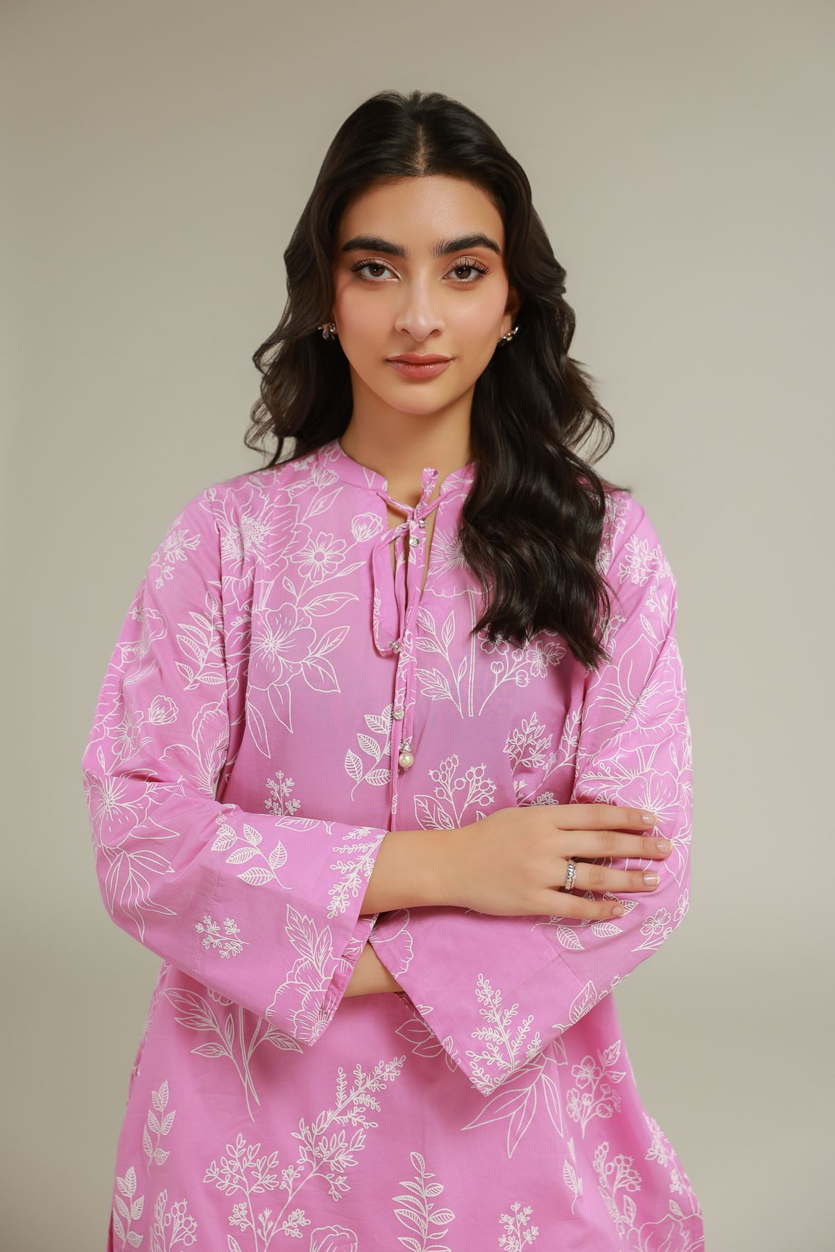 Cambric Floral Cambric Kurta - 1-26-108-A-F-VG