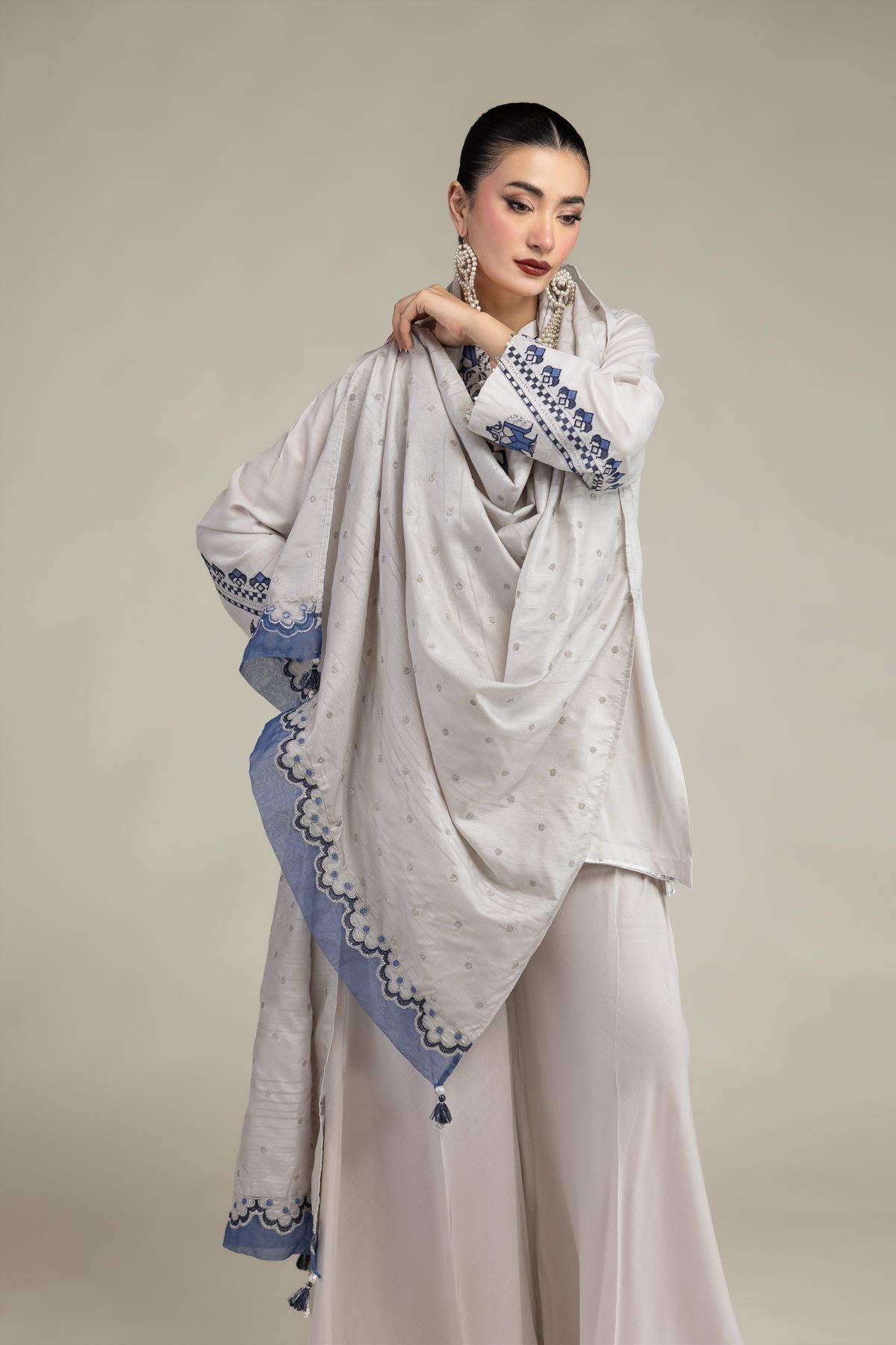 Embroidered Polyester Silk Embroidered Silk Dupatta - 2-26-207-A-C1-VG