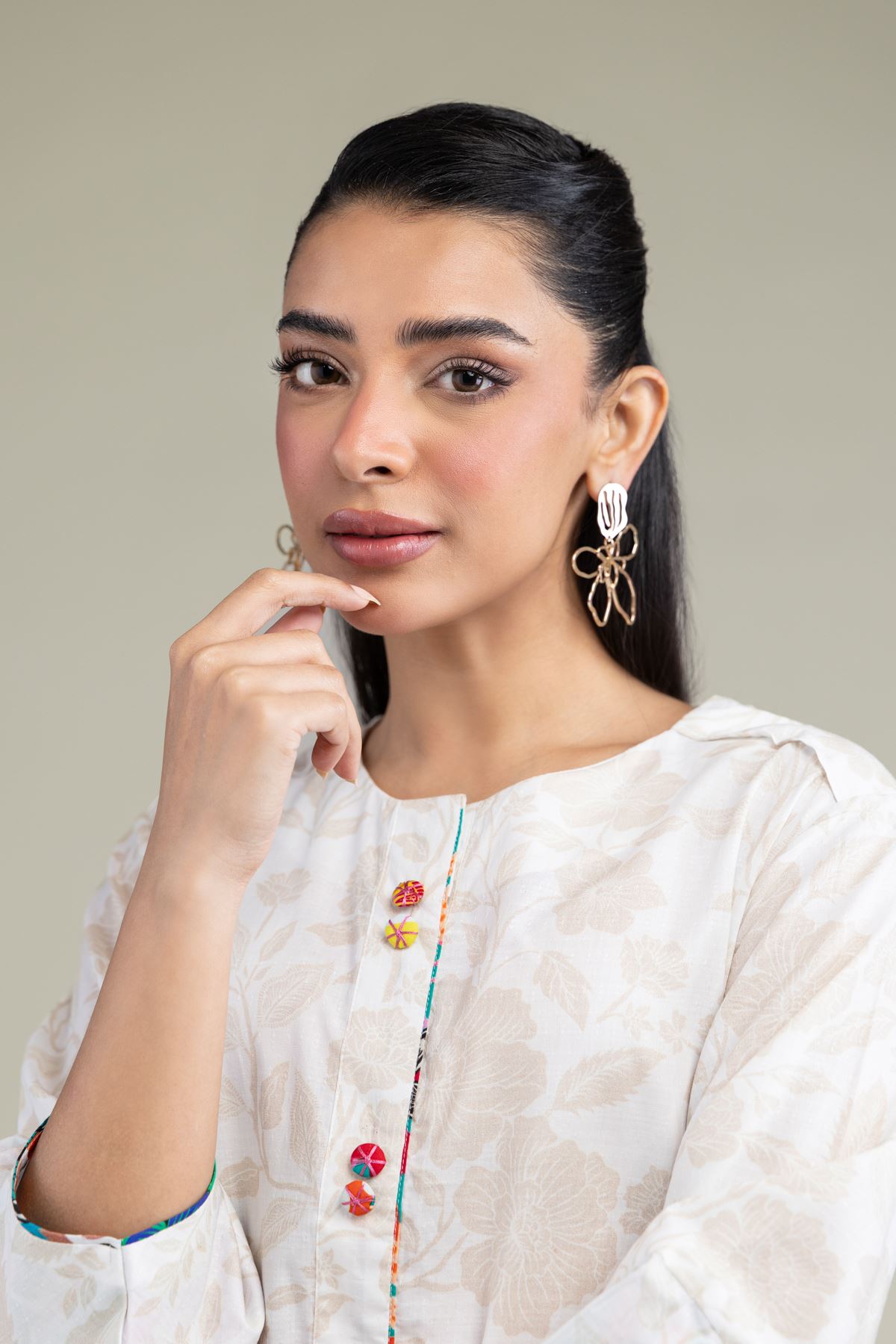 Printed Cotton Dobby White Longline Kurta - 25-09-12E2-01TB-VG