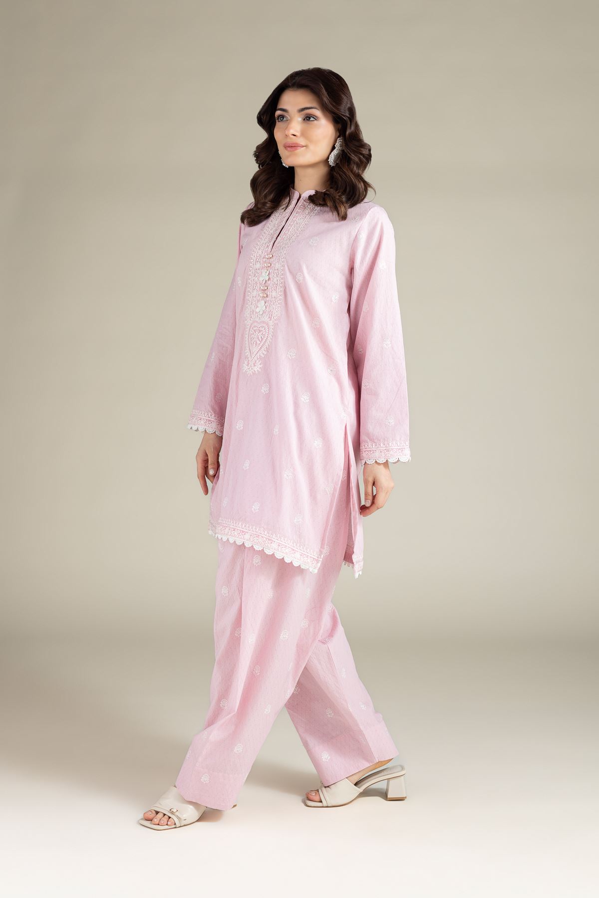 Embroidered Cotton Dobby Fabrics 2 Piece | Top and Bottom - A112-26-108EI2-VG