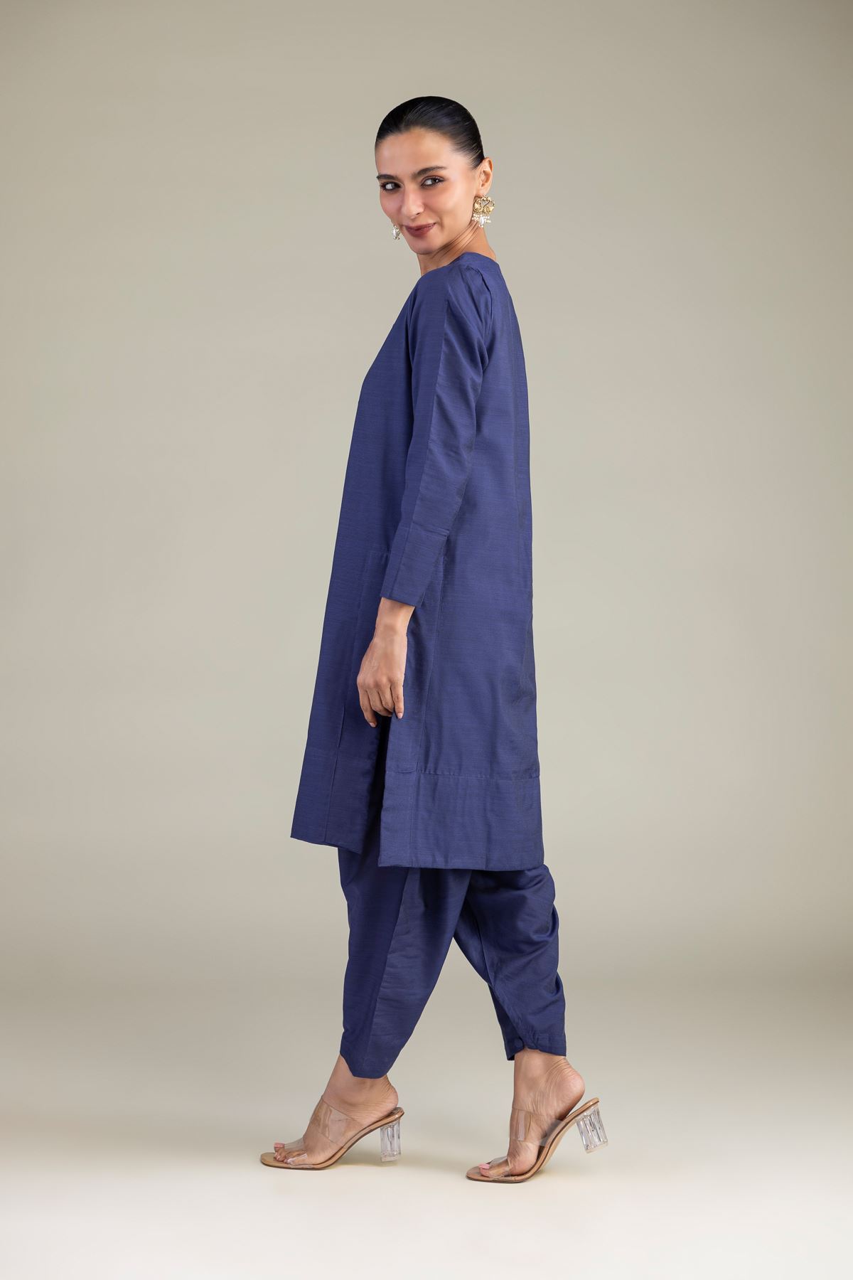Dyed Textured Raw Silk Solid Silk Shalwar - 1-26-305-C-H2-VG