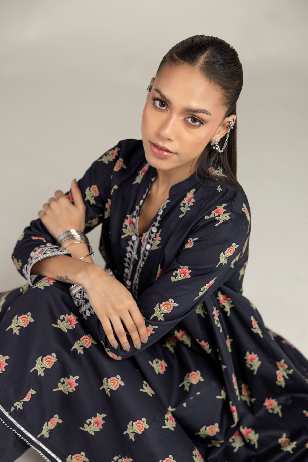 Embroidered Cotton Viscose Long Cotton Kurta - 1-26-234-A-G1-VG
