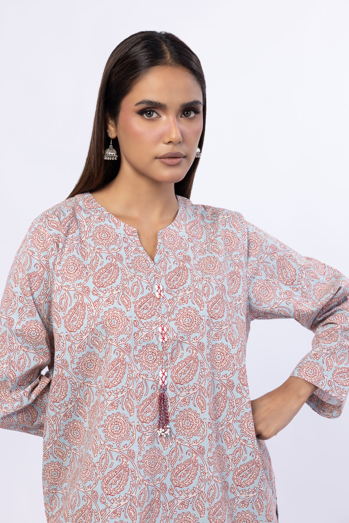 Printed Crosshatch Poplin Kurta - 25-08-8E6-02TA-VG