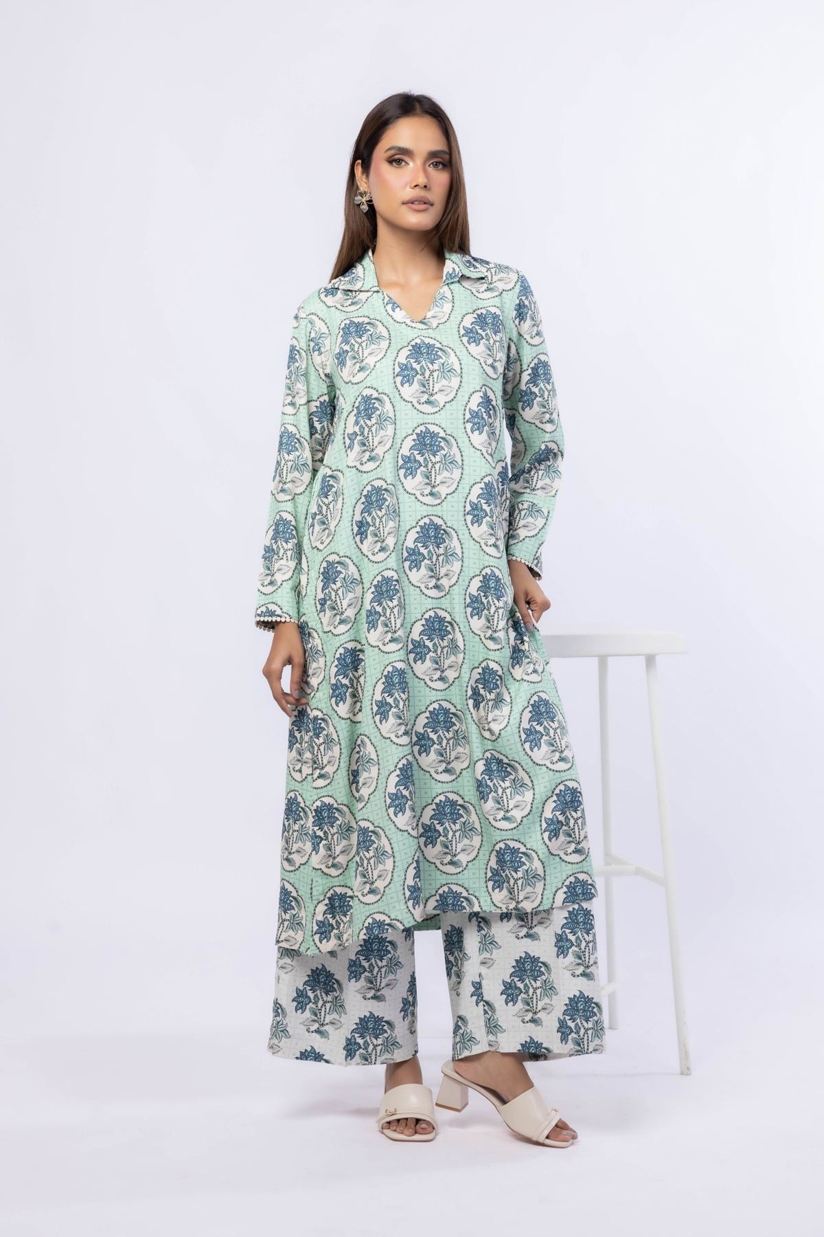 Printed Viscose Crepe Kurta - 25-08-8E6-02TA-VG