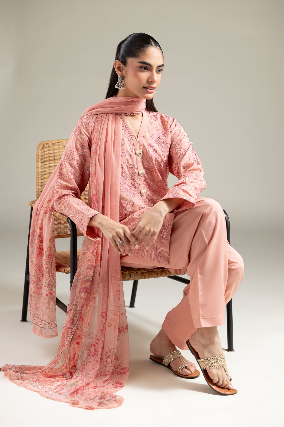 Embroidered Blended Cambric Kurta - 1-26-108-A-F-VG