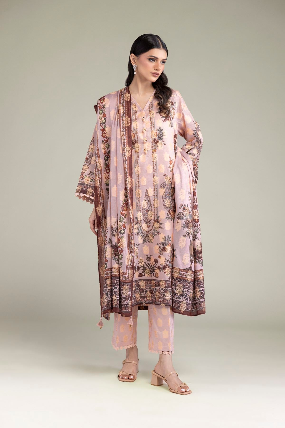 Printed Jacquard Floral Tailored 3-Piece - 1-26-246-B-I1-VG