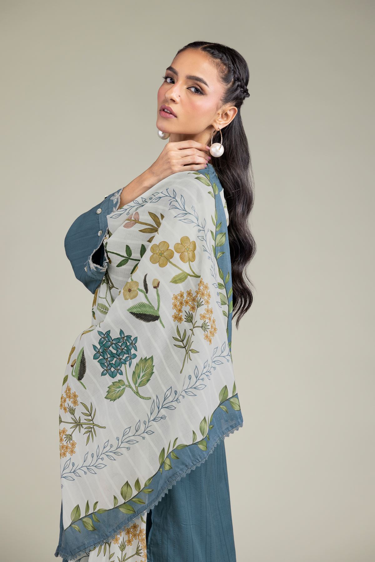 Embroidered Textured Cotton Floral Cotton Dupatta - 1-26-213-A-J1-VG