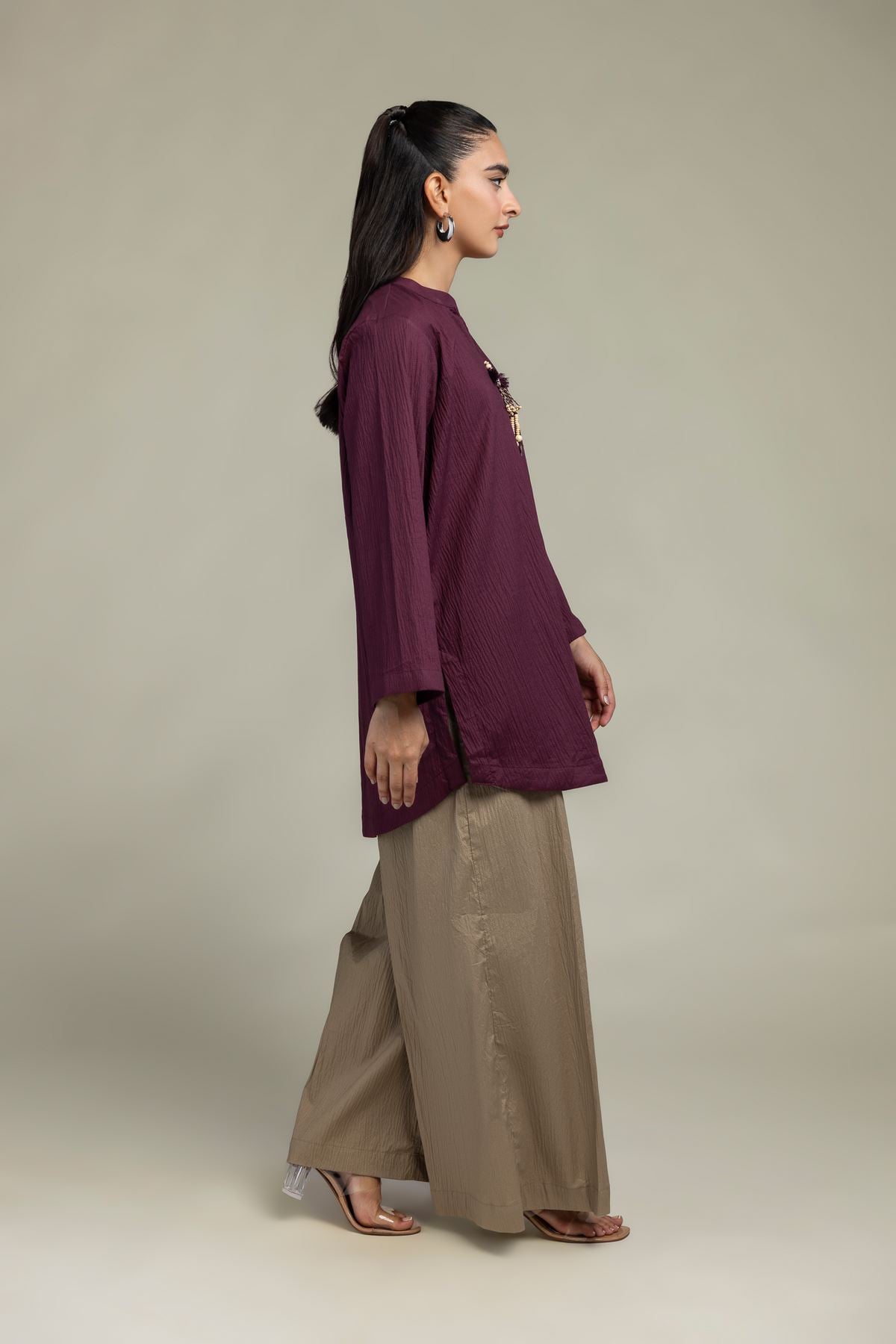 Dyed Cotton Crinkle Cotton Solid Pants - 1-26-102-A-F-VG