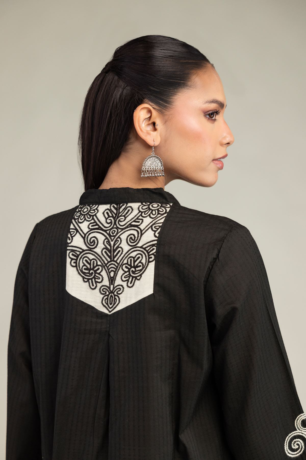Embroidered Cotton Dobby Long Cotton Kurta - 1-26-203-A-H1-VG