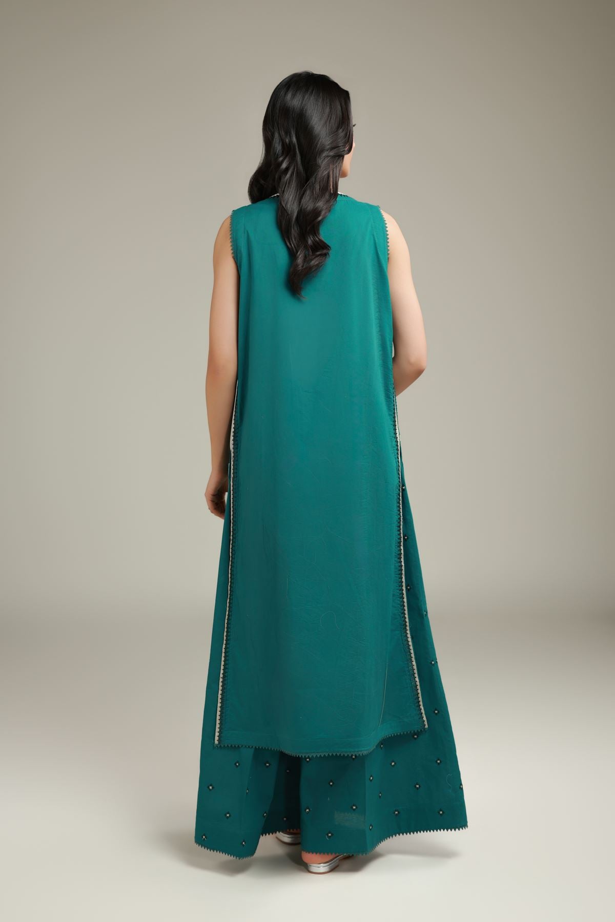 Embroidered Cambric Teal Cambric Kurta - T-A33-26-111FA1-VG