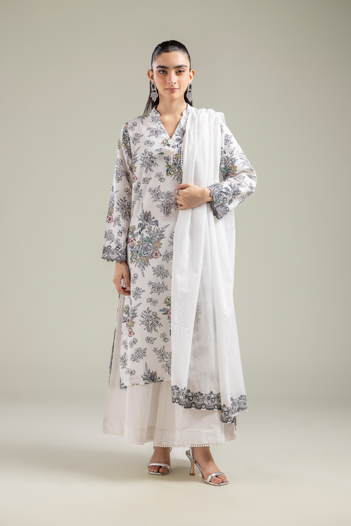 Embroidered Lawn Lawn Floral Dupatta - 1-26-142-A-A-VG