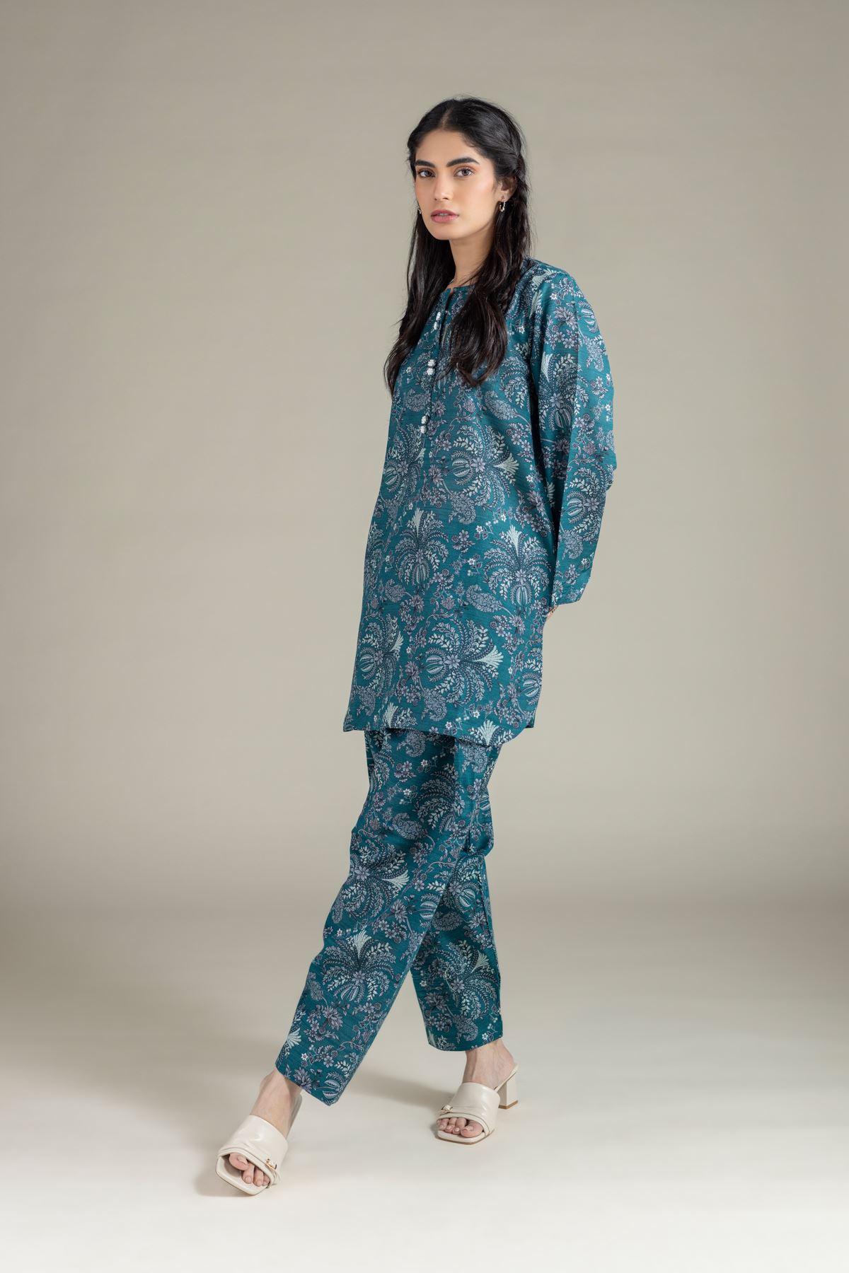 Printed Textured Cotton Kurta - 25-09-11E3-07TA-VG