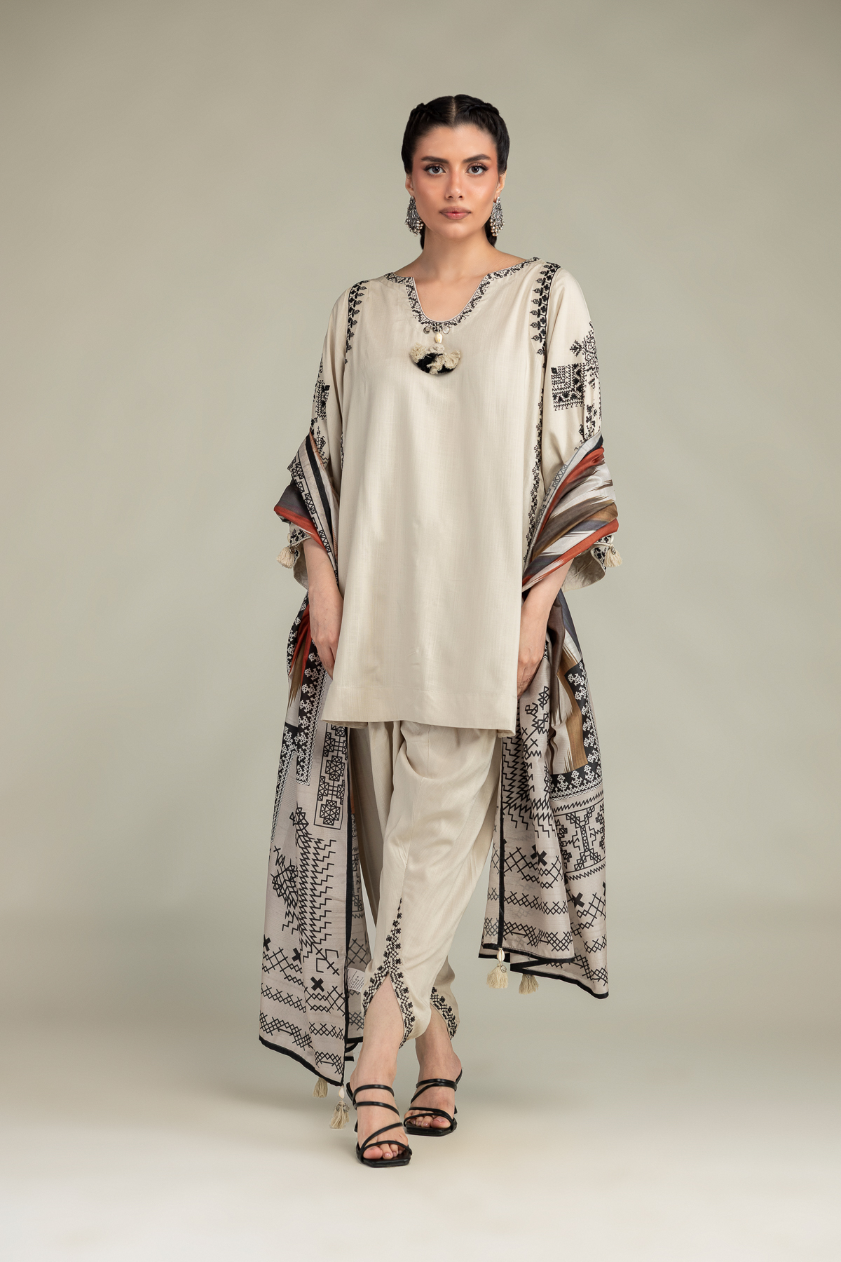 Embroidered Polyester Silk Polyster Silk Dupatta - 1-26-102-A-F-VG