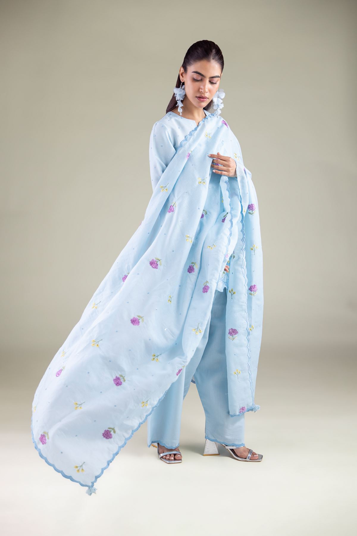 Embroidered Mesuri Floral Farshi Shalwar - 2-26-104-A-A-VG