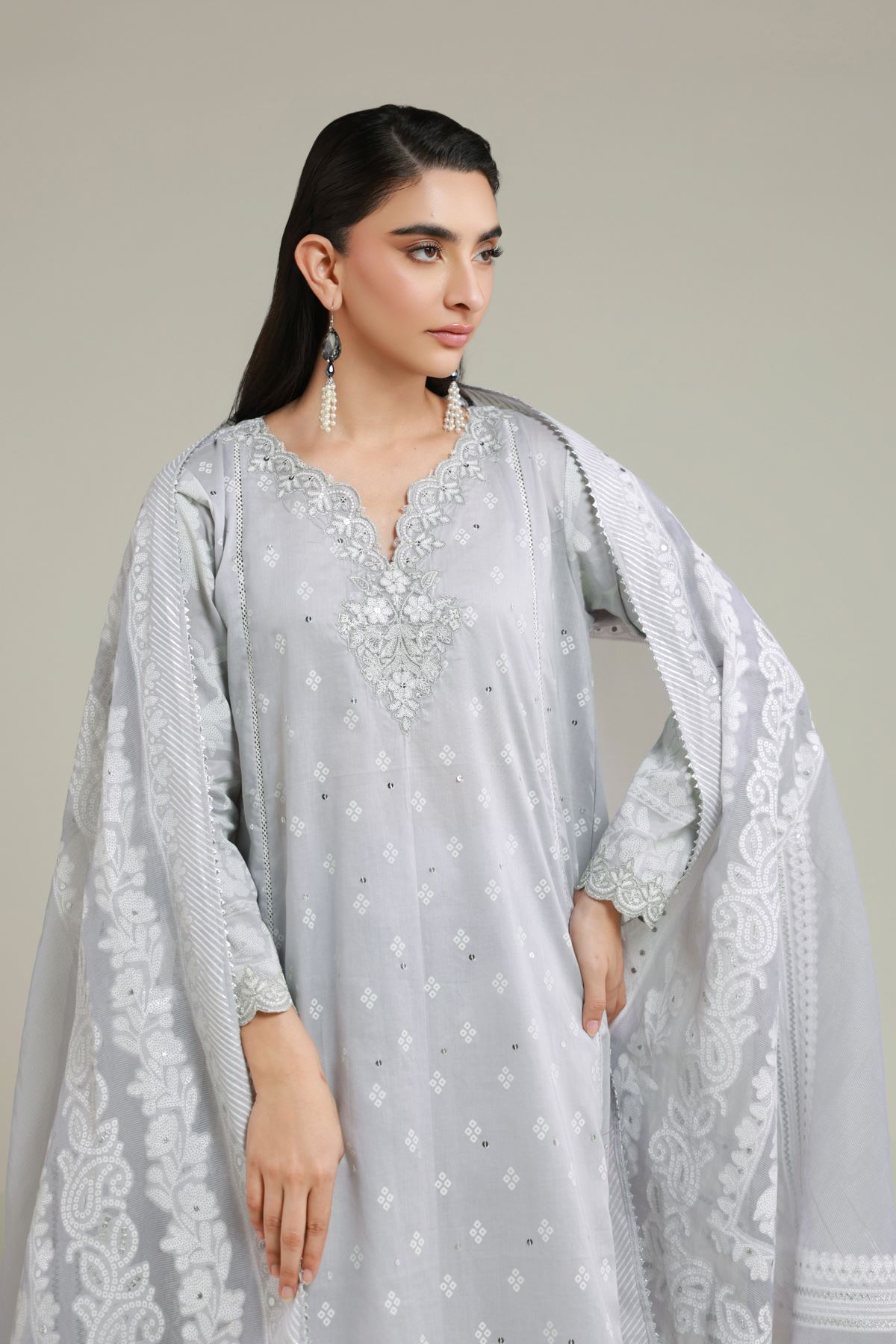 Embroidered Cambric Cambric Tailored 3-piece - T-A22-26-112FH1-VG