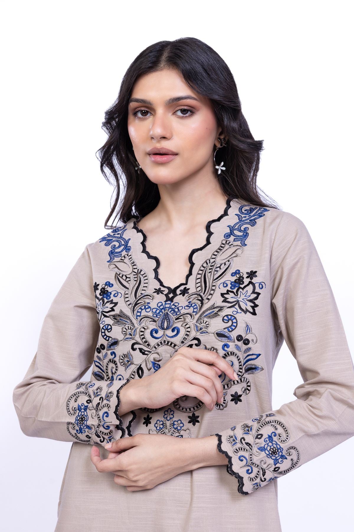 Embroidered Khaddar Kurta - 25-09-12E2-08TA-VG