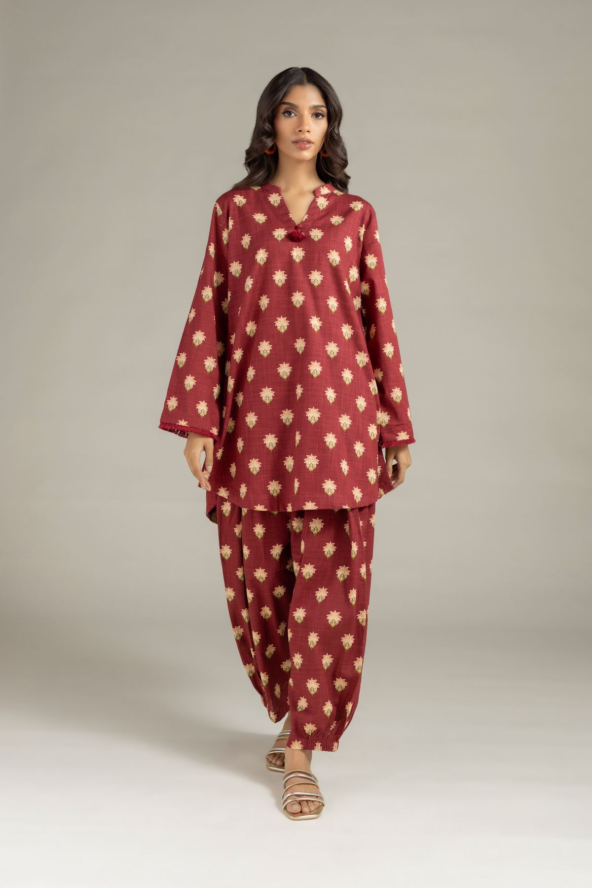 Printed Heavy Textured Cotton Pants - 25-10-12E10-08TA-VG