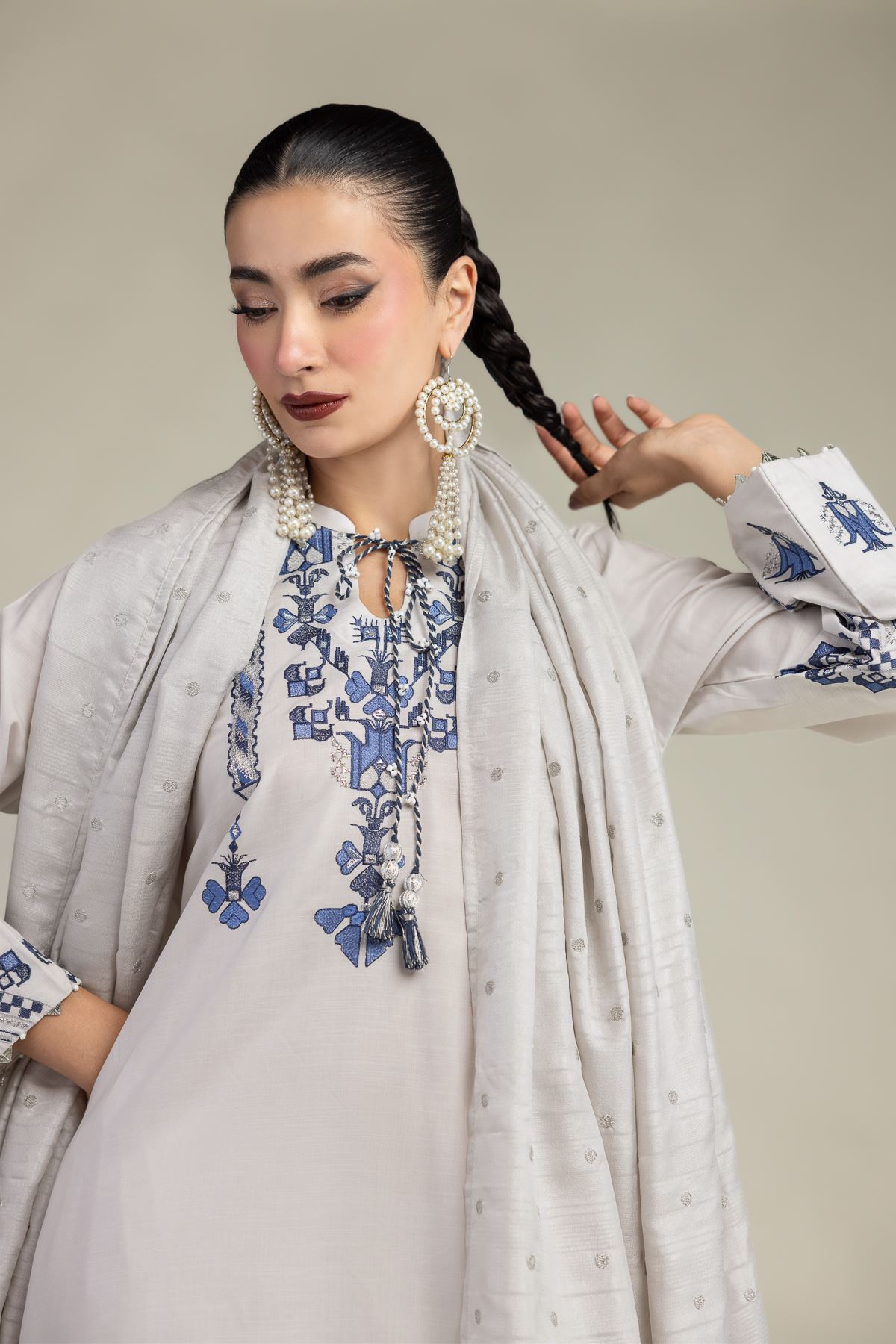 Embroidered Polyester Silk Embroidered Silk Dupatta - 2-26-207-A-C1-VG