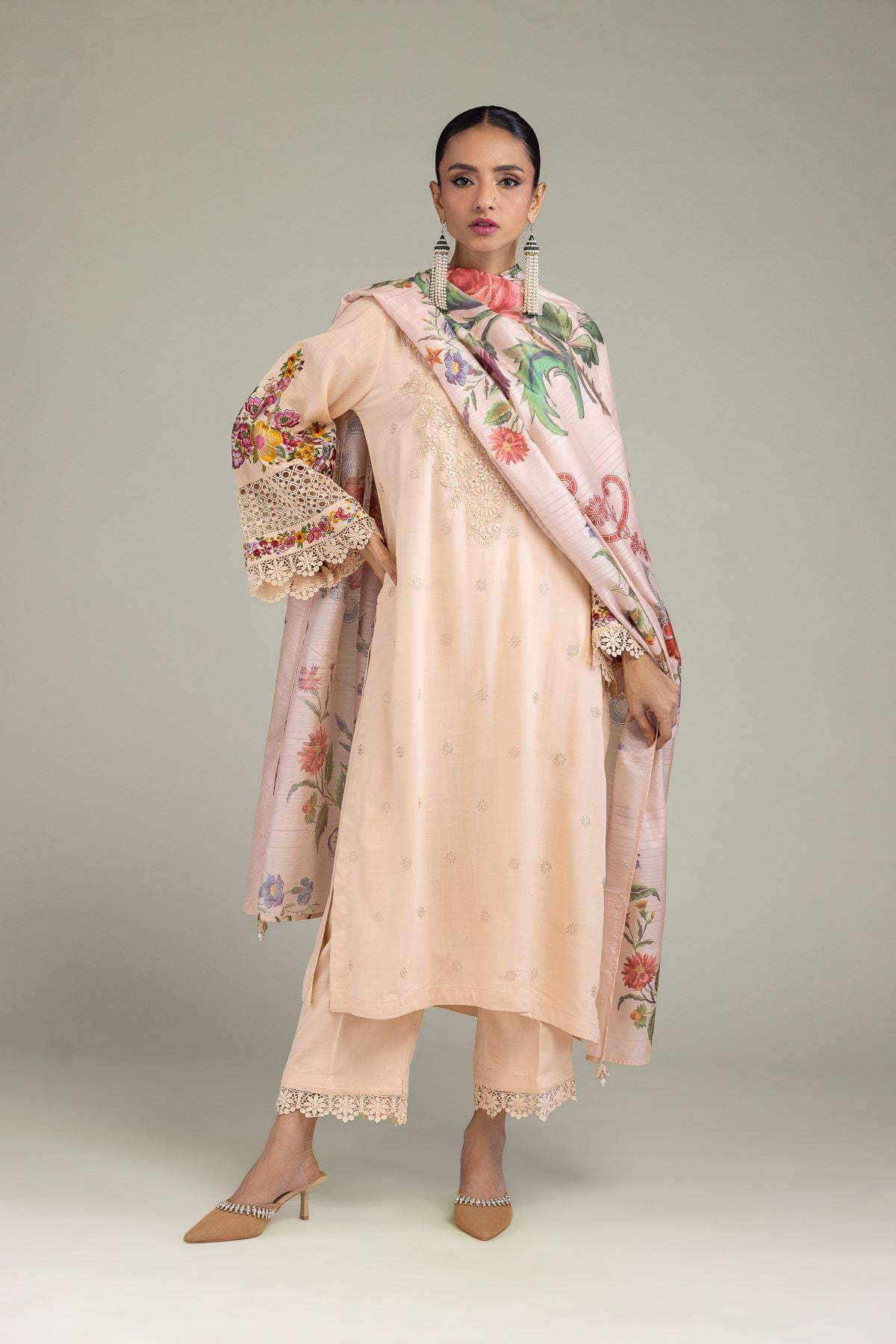 Embroidered Raw Silk Raw Silk Pants - 2-26-209-A-D1-VG