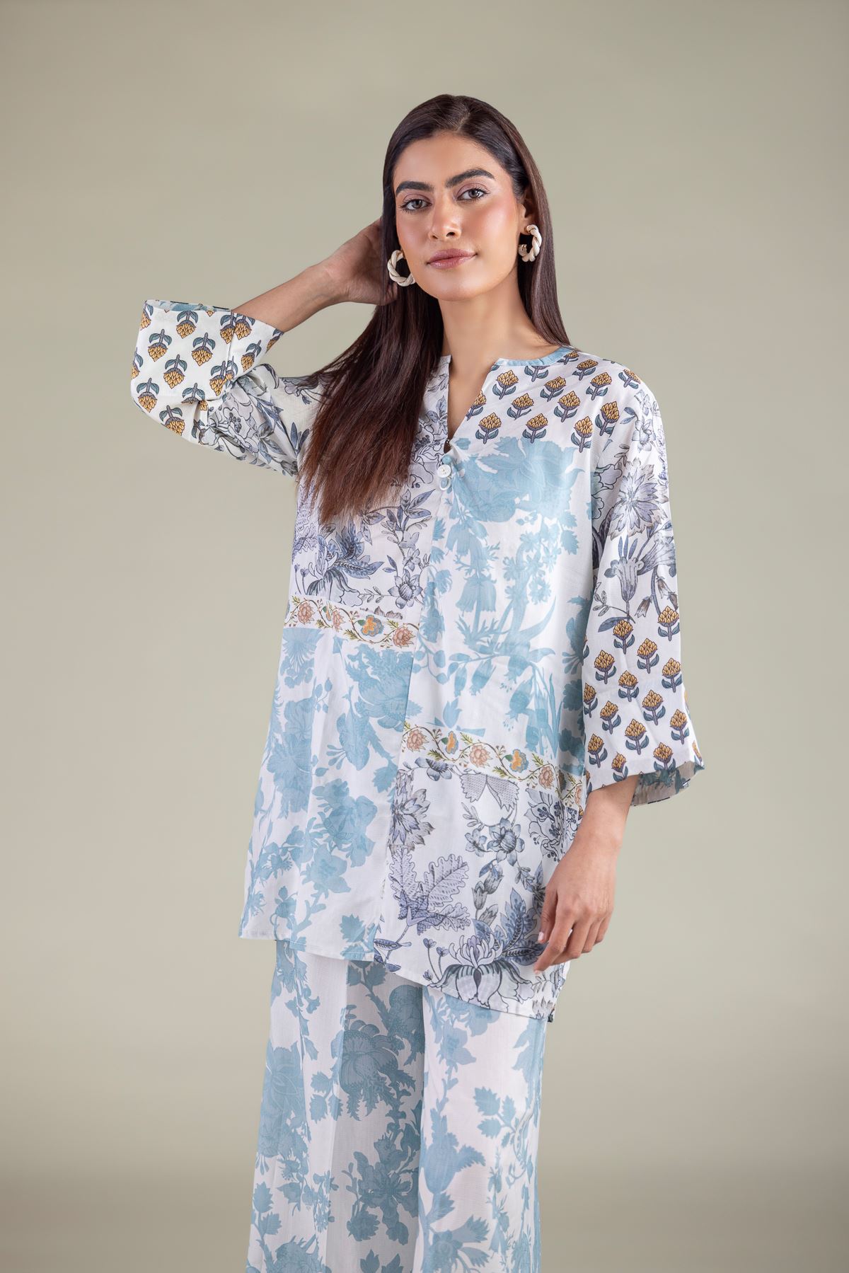 Embroidered Textured Weave Shirt - 6-26-101-A-F-VG