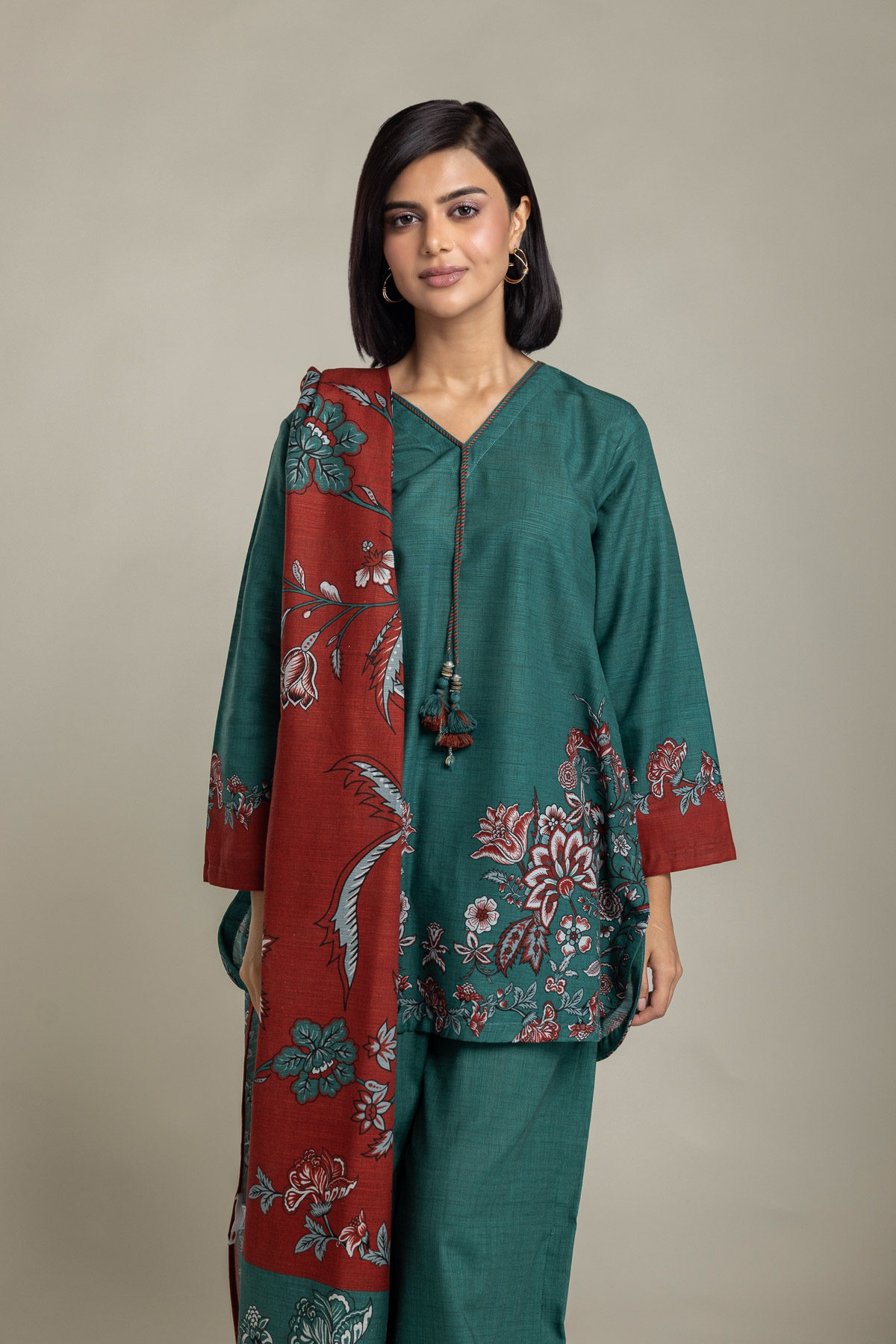 Printed Light Khaddar Fabrics 3 Piece - 2-26-308-A-G1-VG