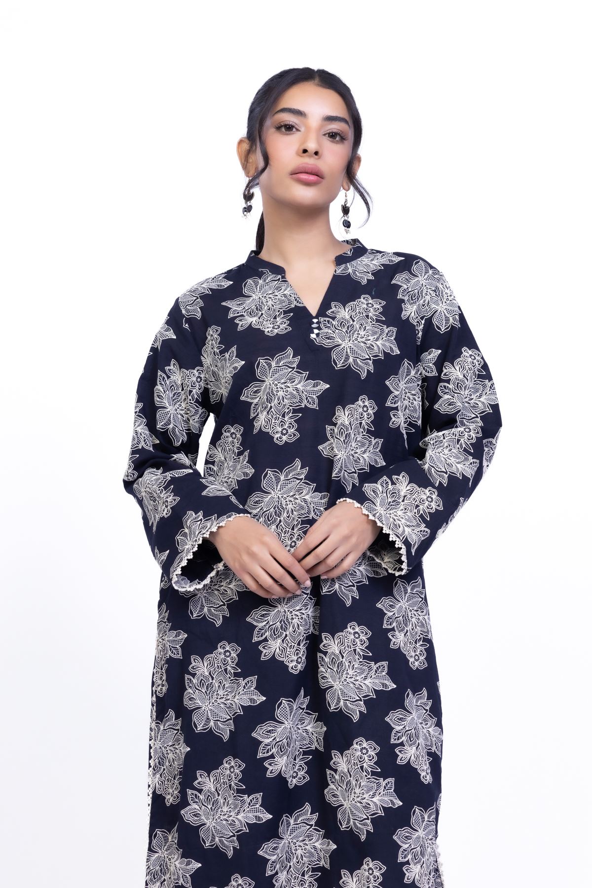 Printed Khaddar Kurta - 25-10-10E7-04TB-VG