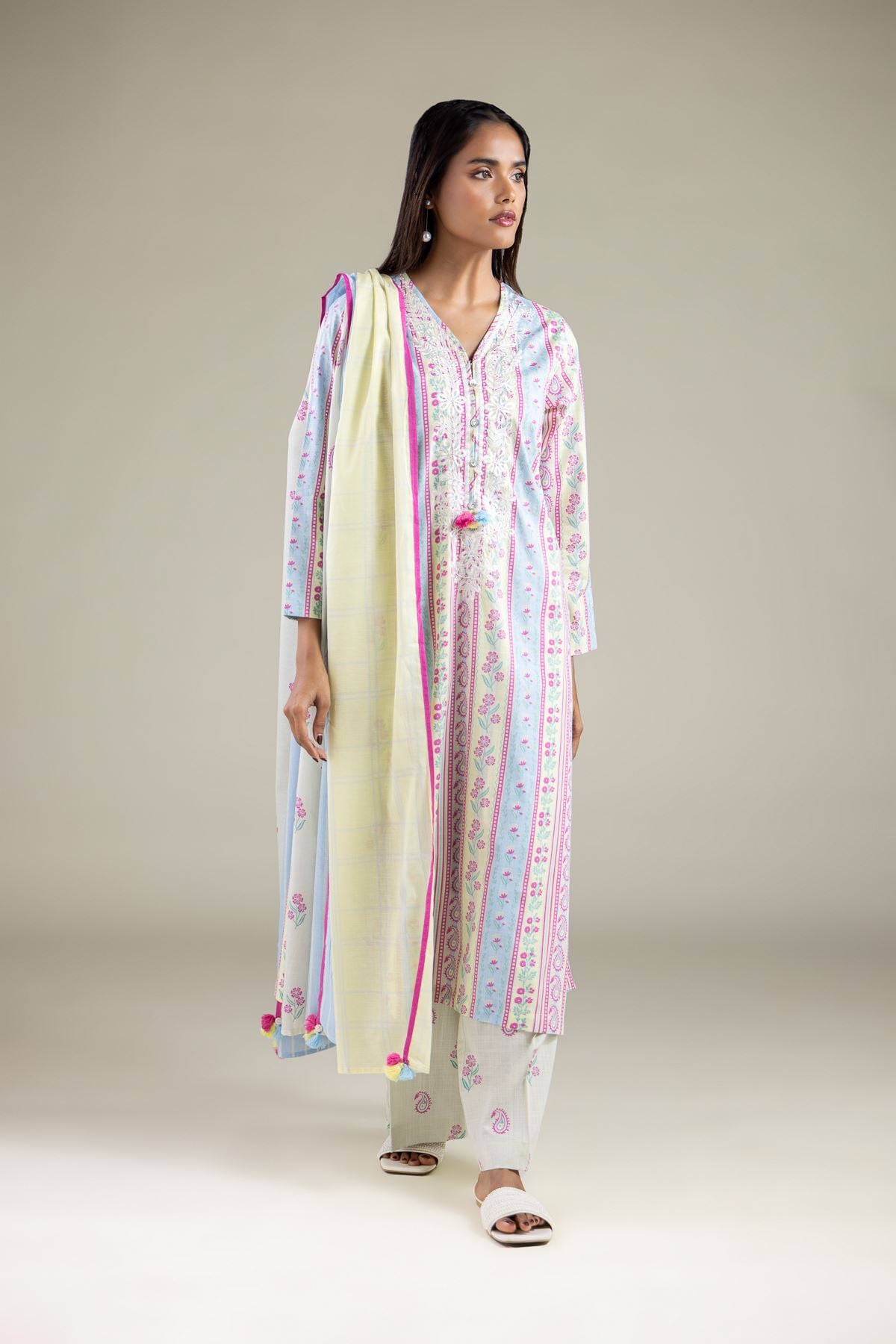 Embroidered Textured Lawn Dupatta - 1-26-123-A-A-VG