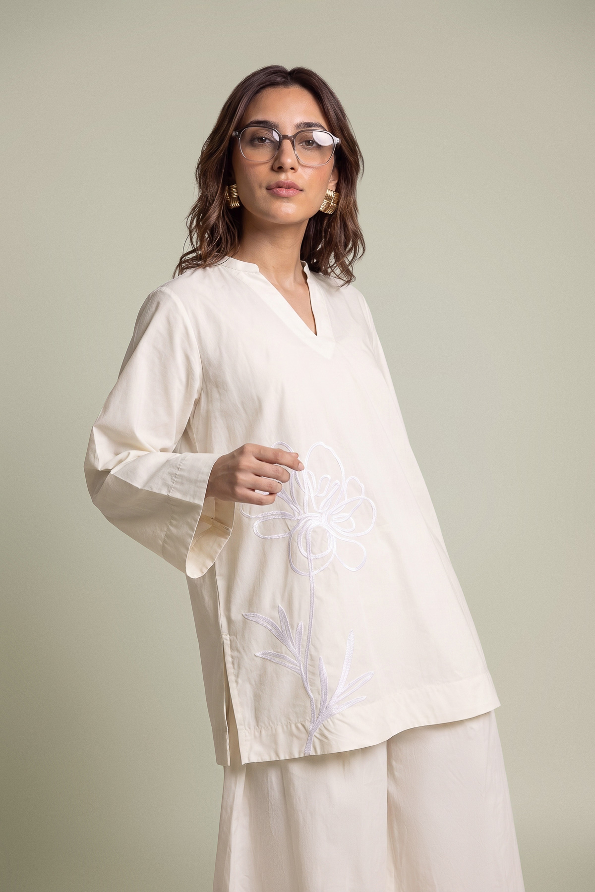 Dyed Poplin Short Poplin Kurta - 8-26-303-A-C1-VG