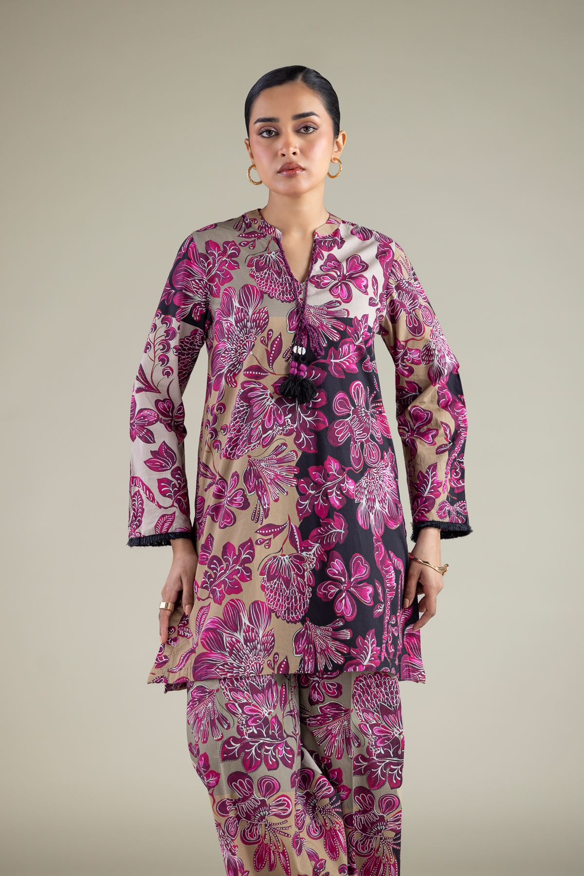 Embroidered Cambric Floral Cambric Kurta - 1-26-115-A-B-VG