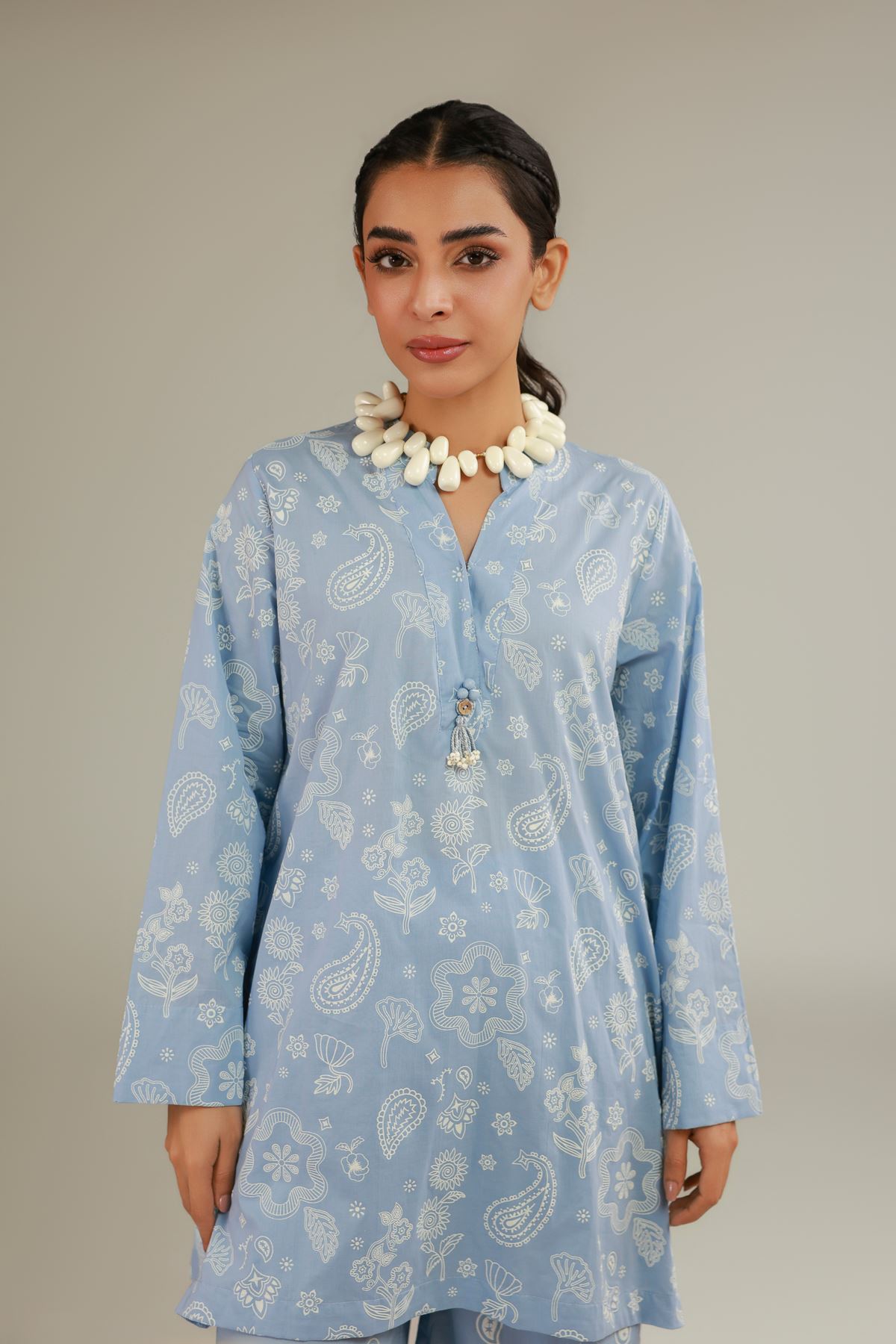 Cambric Blue Cambric Kurta - 1-26-146-A-C-VG
