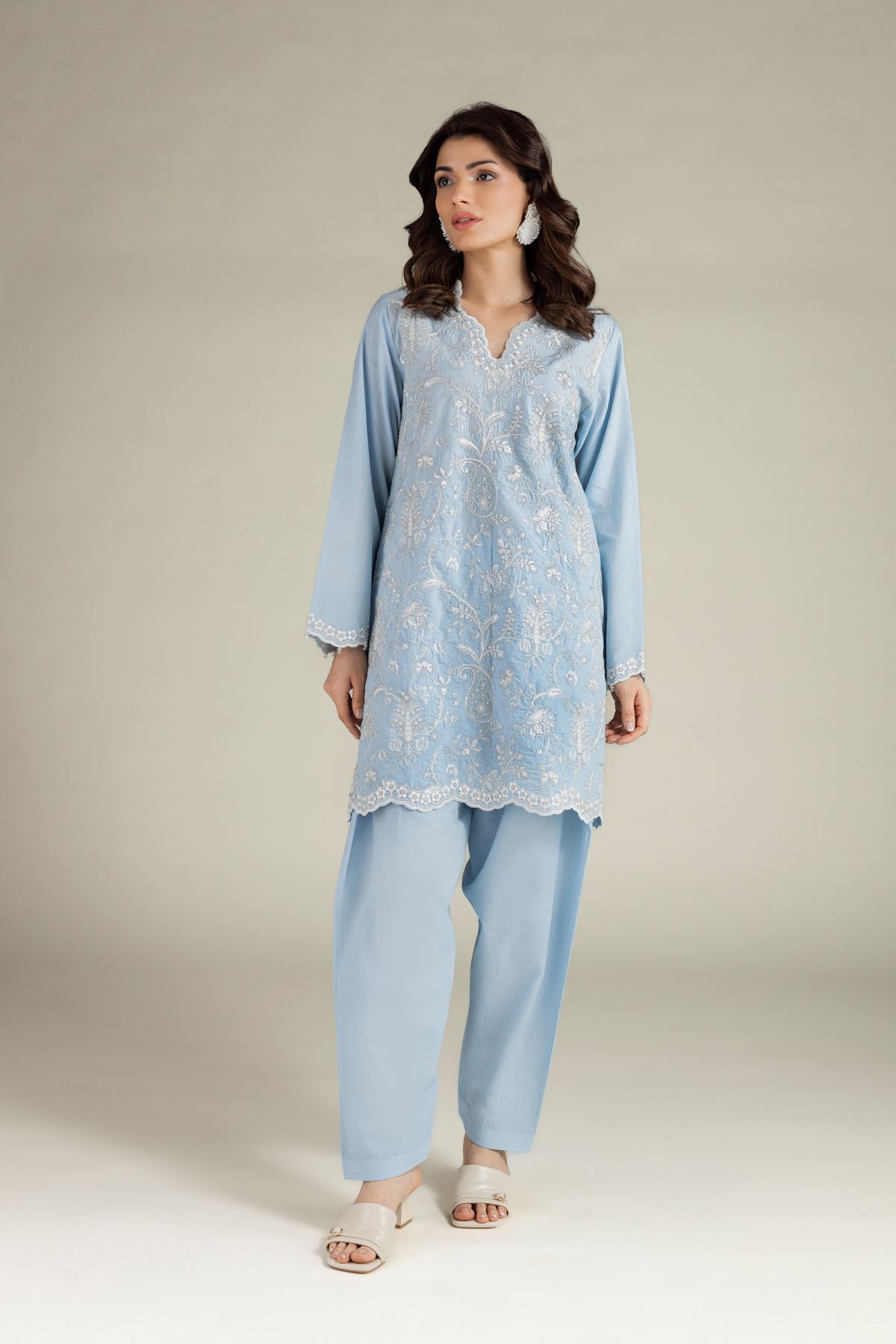 Embroidered Cambric Fabrics 2 Piece | Top and Bottom - A33-26-109FB1-VG