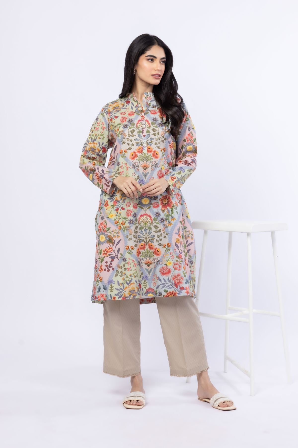 Printed Cotton Dobby Kurta - 25-09-10E4-10TB-VG
