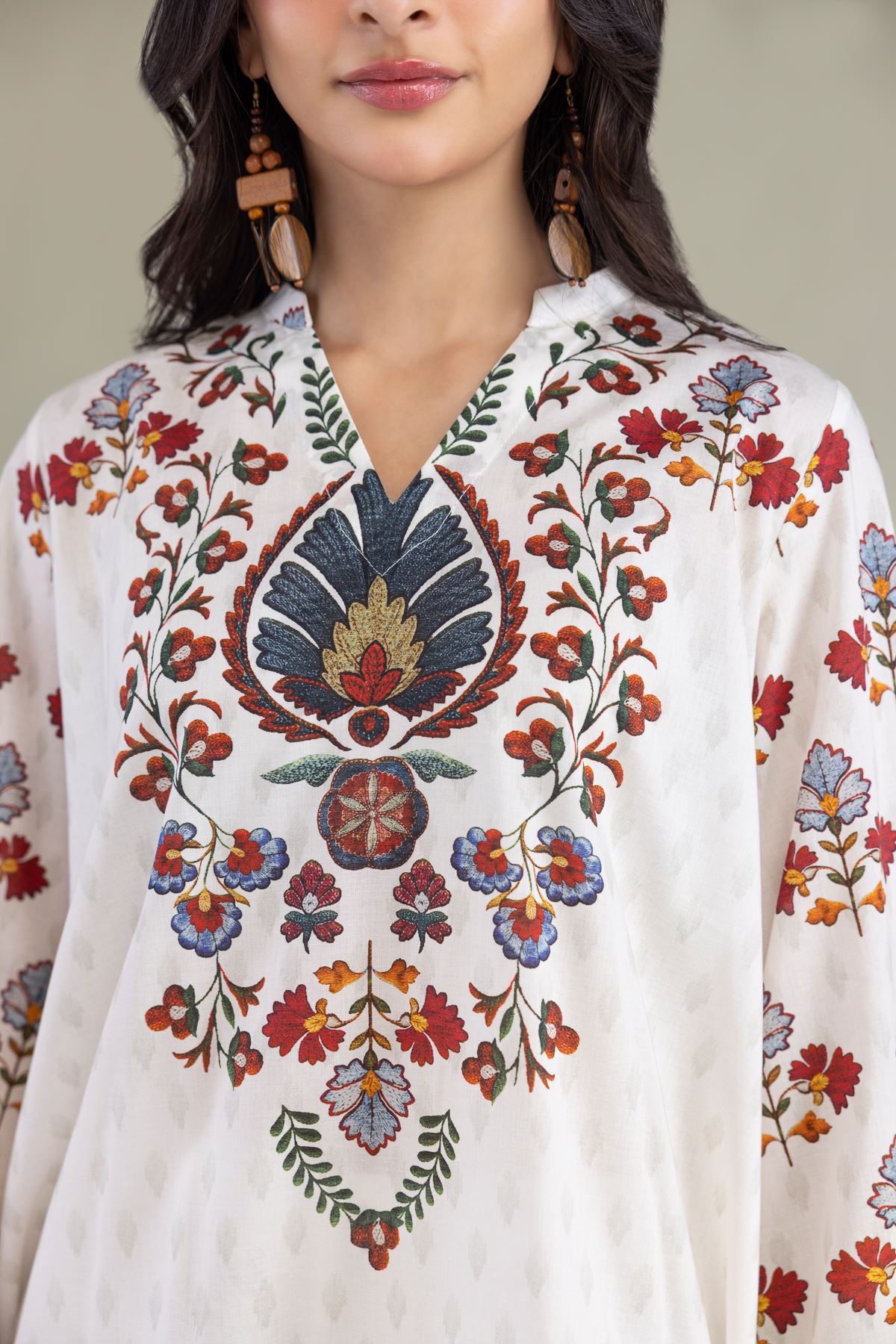 Printed Cambric White Cambric Kurta - 1-26-314-B-A1-VG