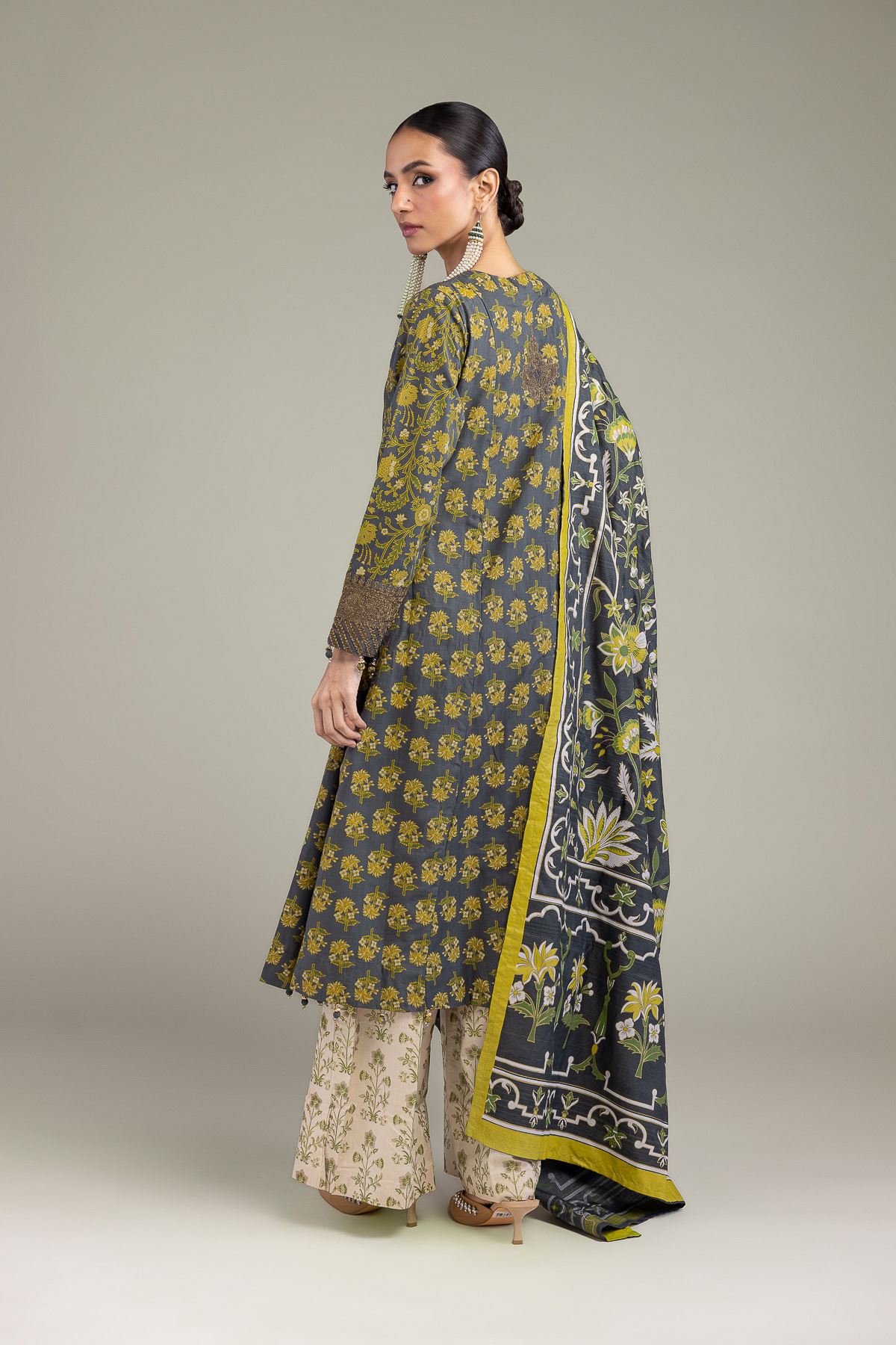 Embroidered Raw Silk 3-Piece Silk Set - 1-26-206-A-D1-VG