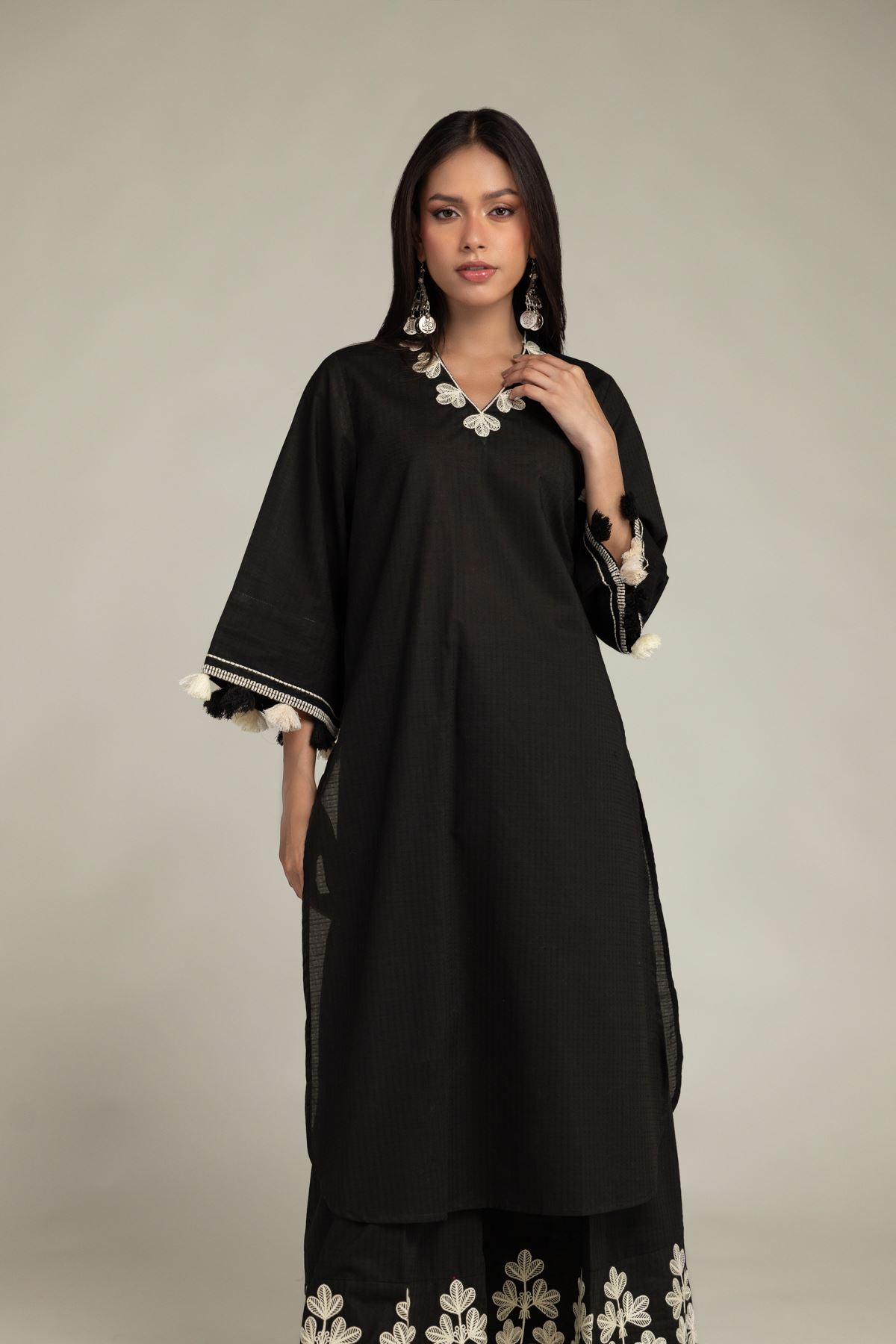 Embroidered Cotton Dobby Black Cotton Kurta - 1-26-225-A-C1-VG