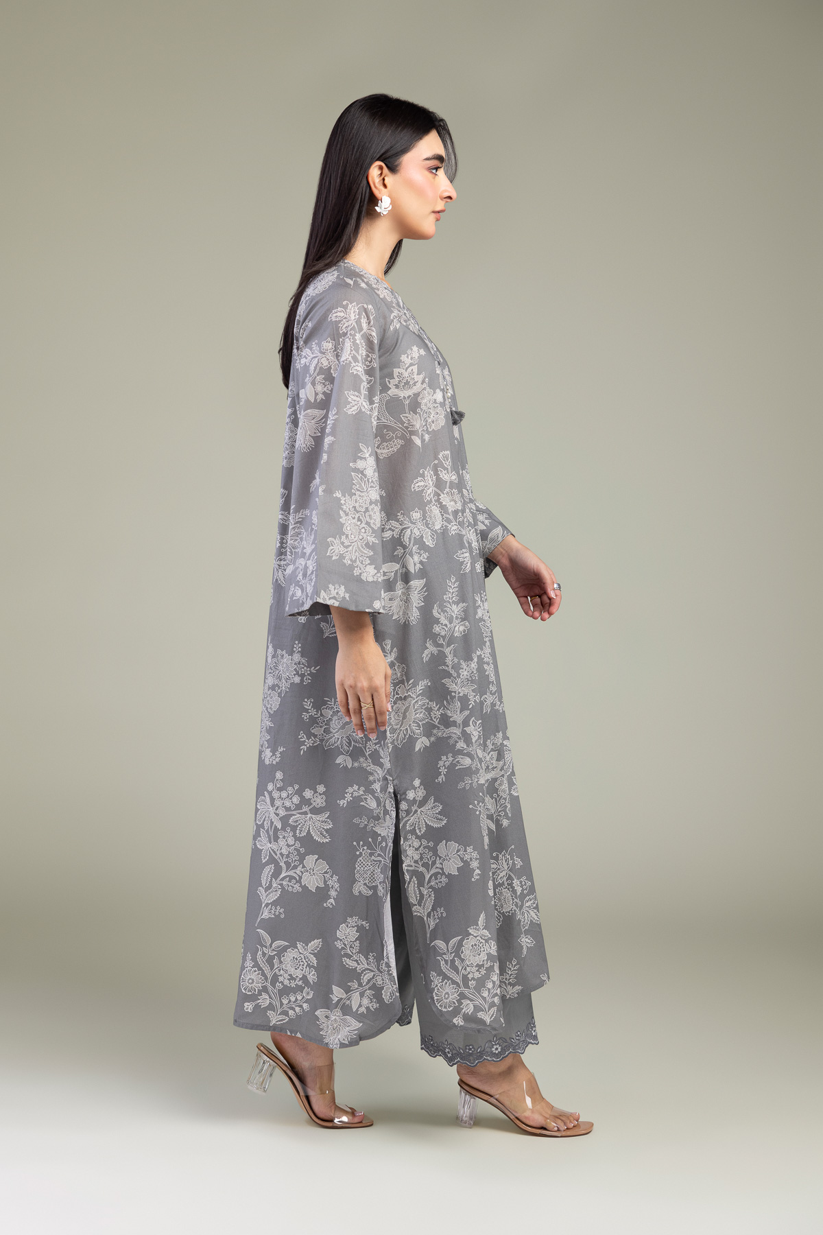 Embroidered Cambric Gray Cambric Kurta - 1-26-102-A-F-VG