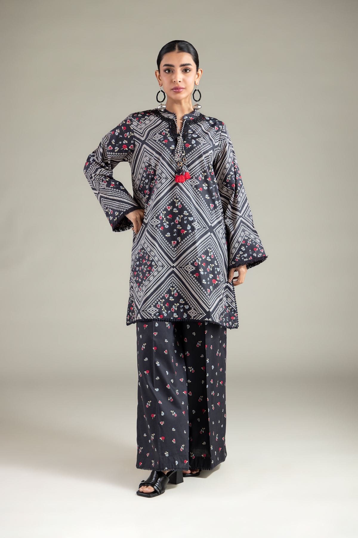 Embroidered Cotton Viscose Kurta - 1-26-104-A-B-VG