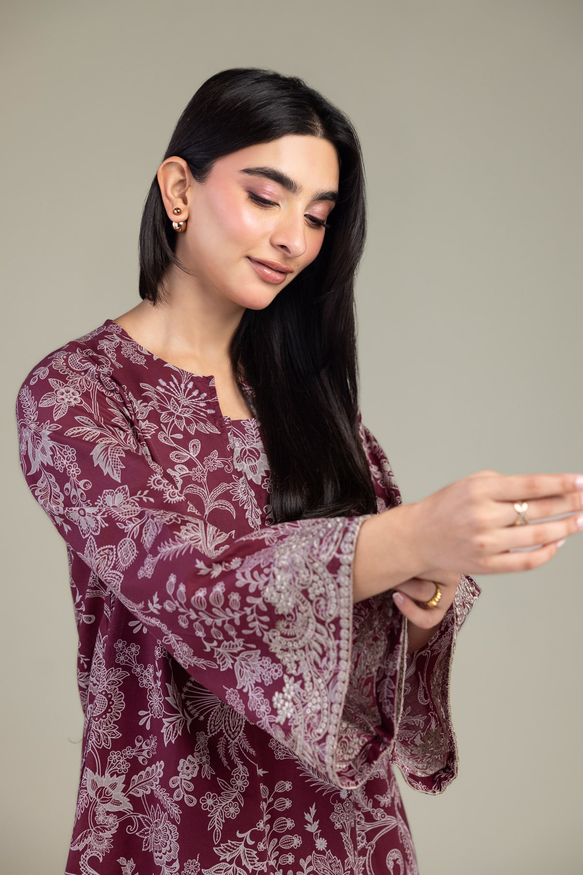Embroidered Cambric Floral Cambric Kurta - 1-26-309-B-D1-VG